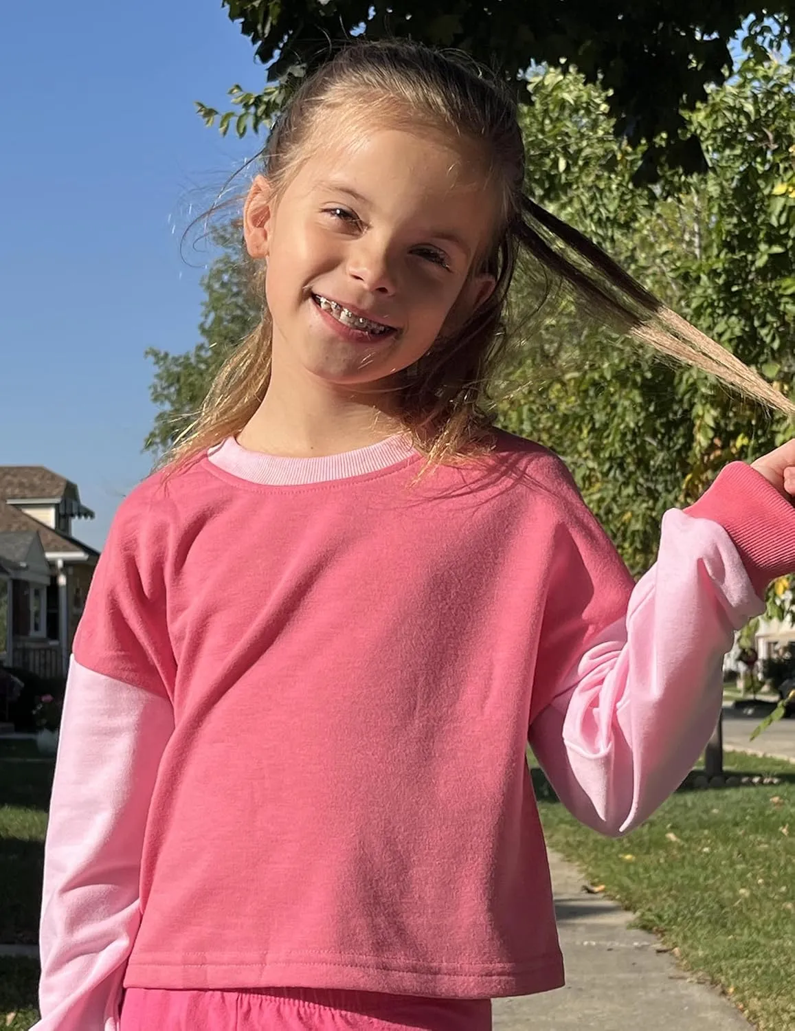 Arshiner Girls Crop Tops Kids Long Sleeve Pullover Sweatshirts