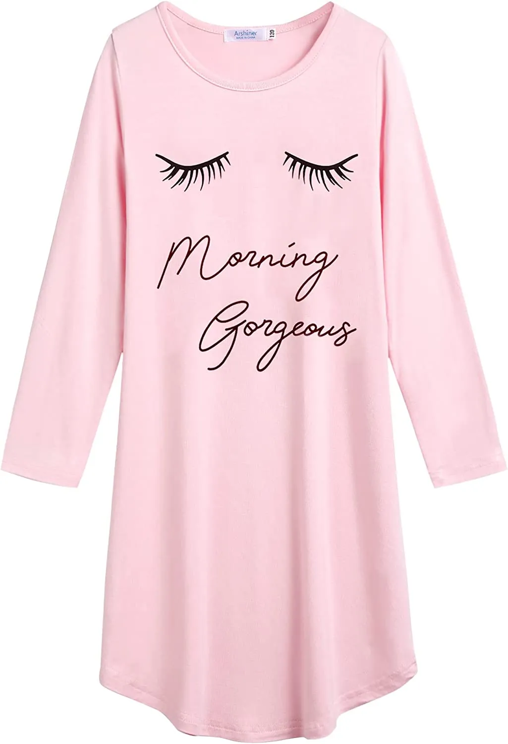Arshiner Girls Nightgowns Long Sleeve Print Pajamas Nightdress
