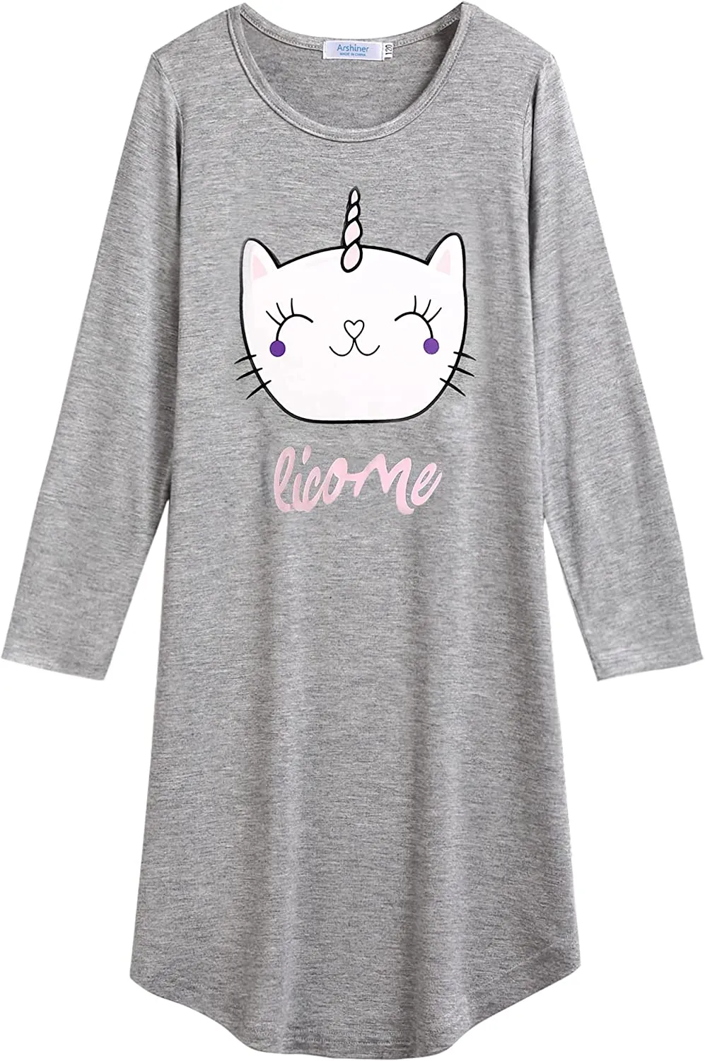 Arshiner Girls Nightgowns Long Sleeve Print Pajamas Nightdress