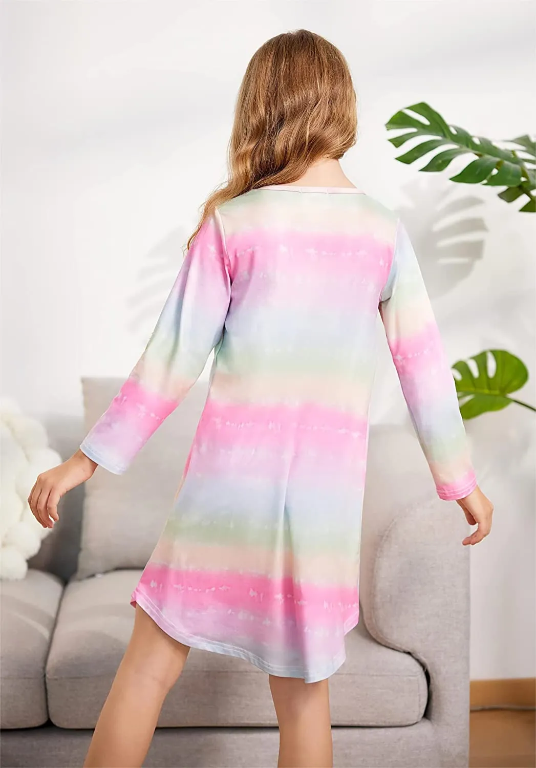 Arshiner Girls Nightgowns Long Sleeve Print Pajamas Nightdress