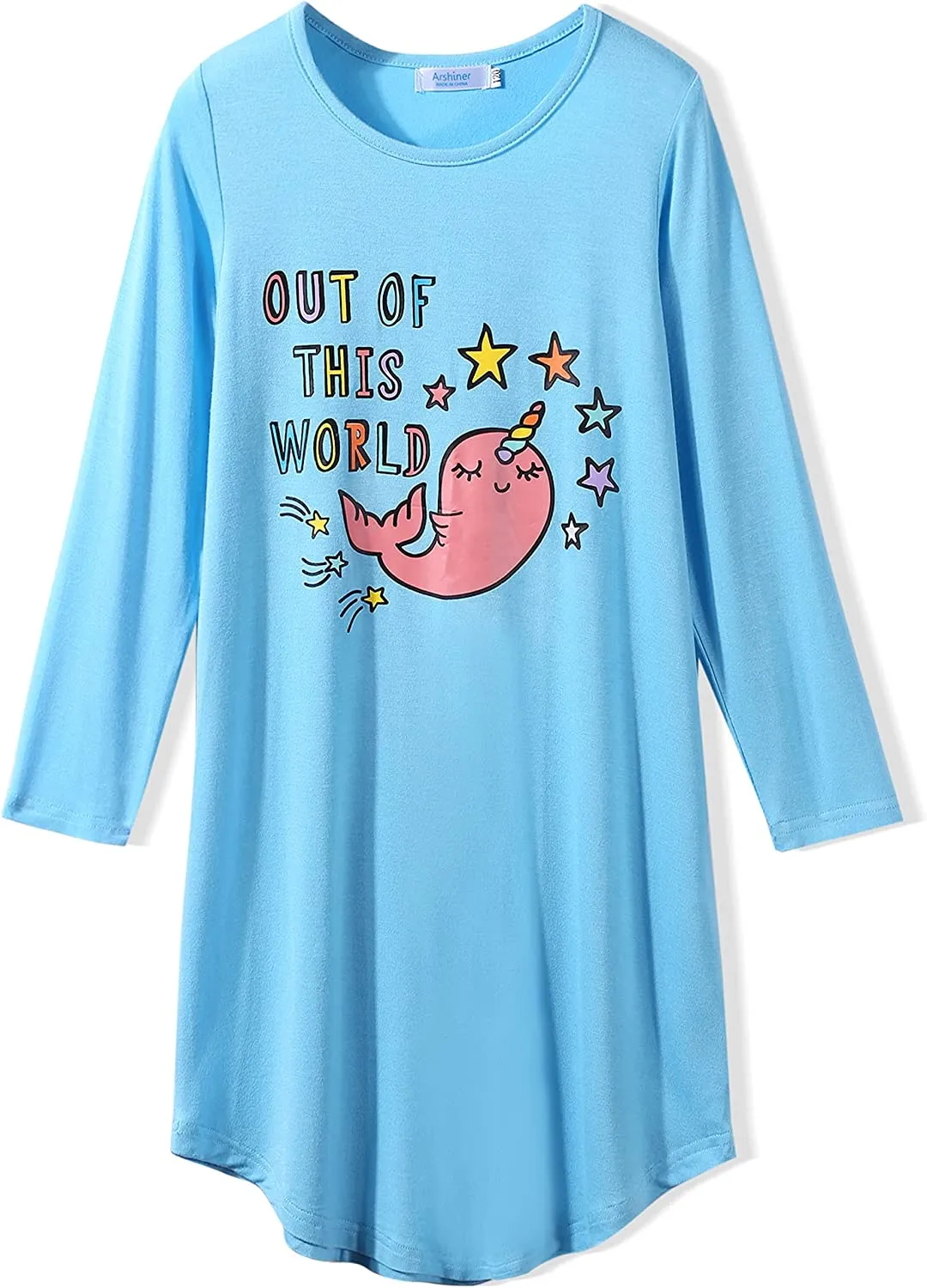 Arshiner Girls Nightgowns Long Sleeve Print Pajamas Nightdress