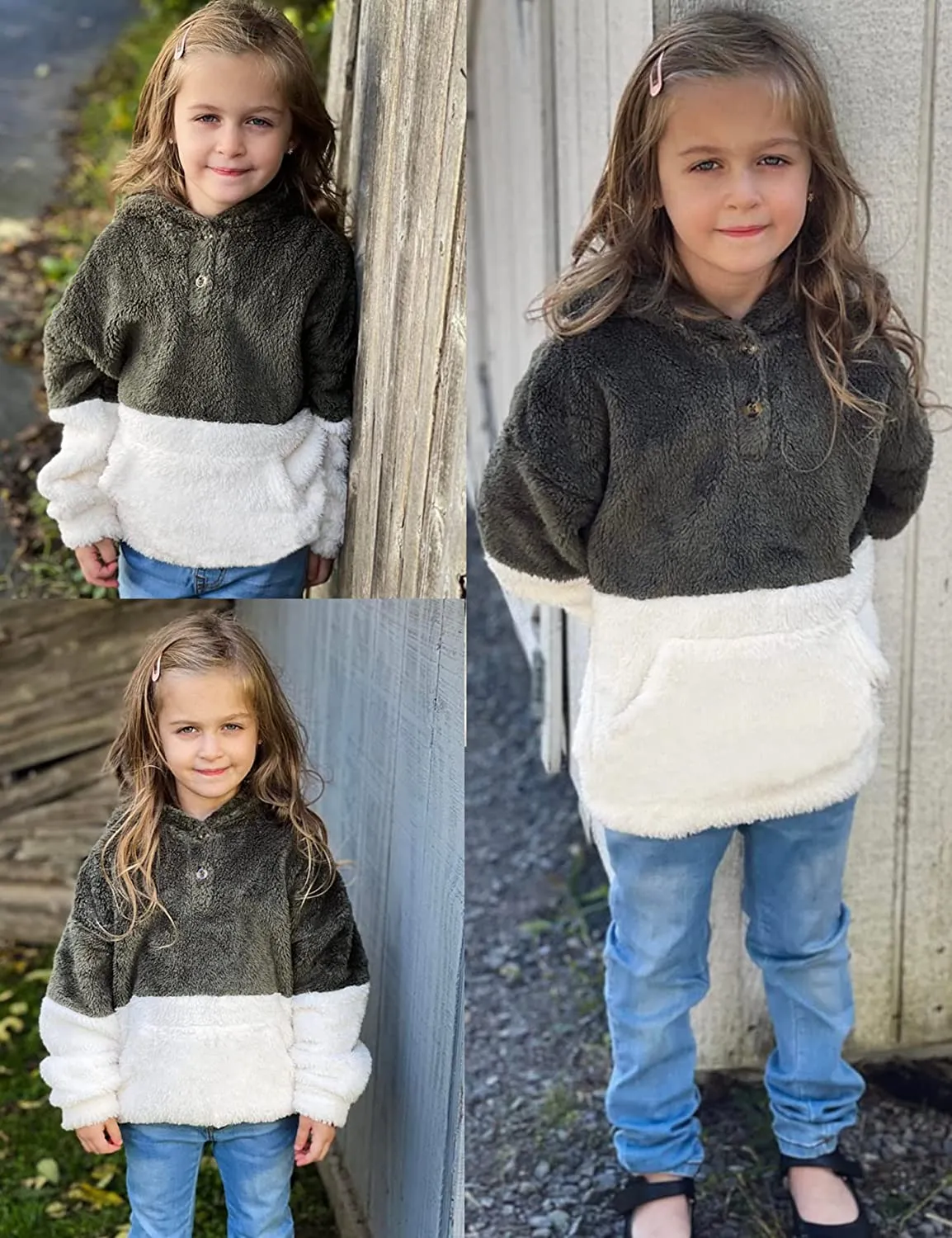 Arshiner Girls Warm Hoodie Sherpa Fleece Pullover