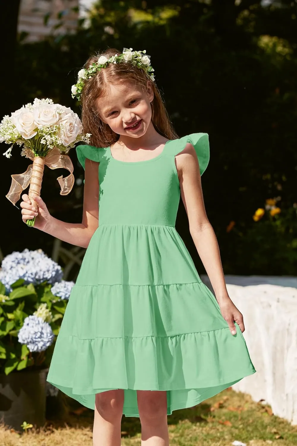 Arshiner Toddler Dress Little Girls Cotton Backless Sundress with Pockets