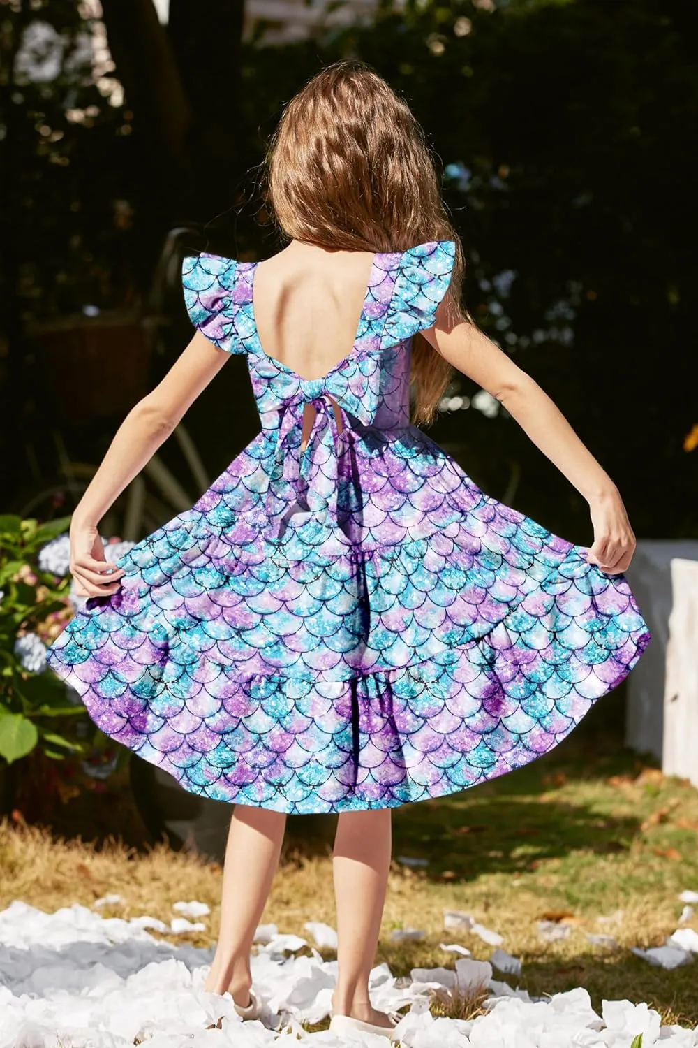 Arshiner Toddler Dress Little Girls Cotton Backless Sundress with Pockets