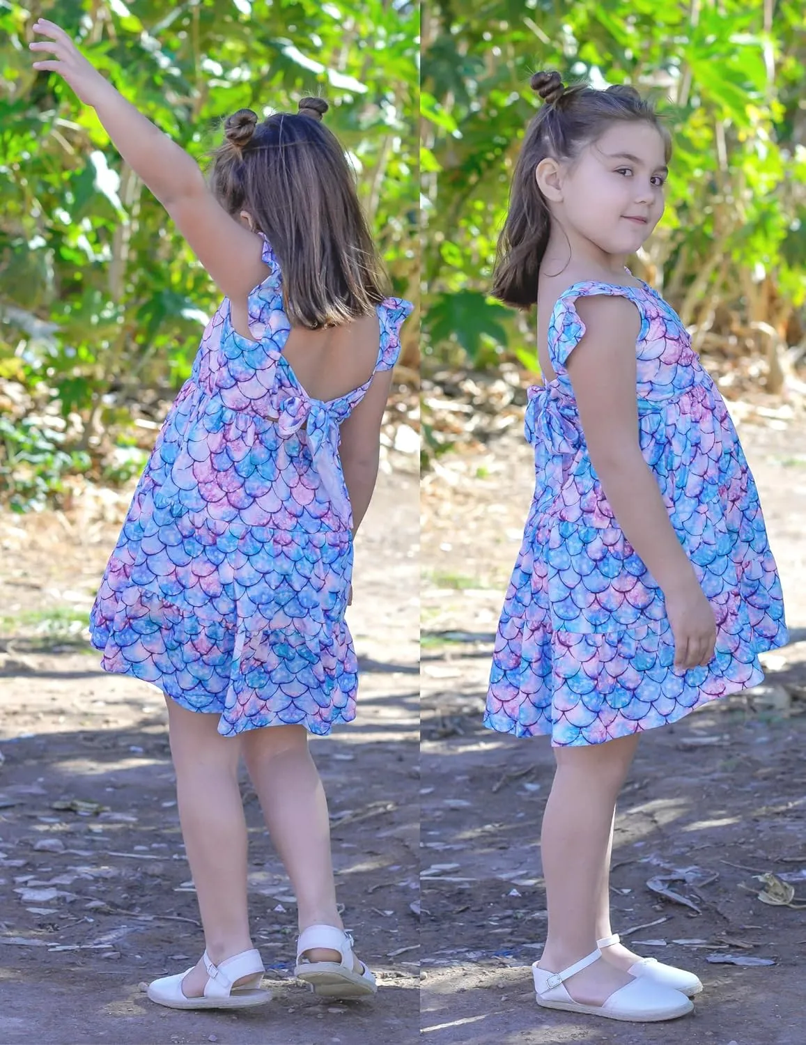 Arshiner Toddler Dress Little Girls Cotton Backless Sundress with Pockets