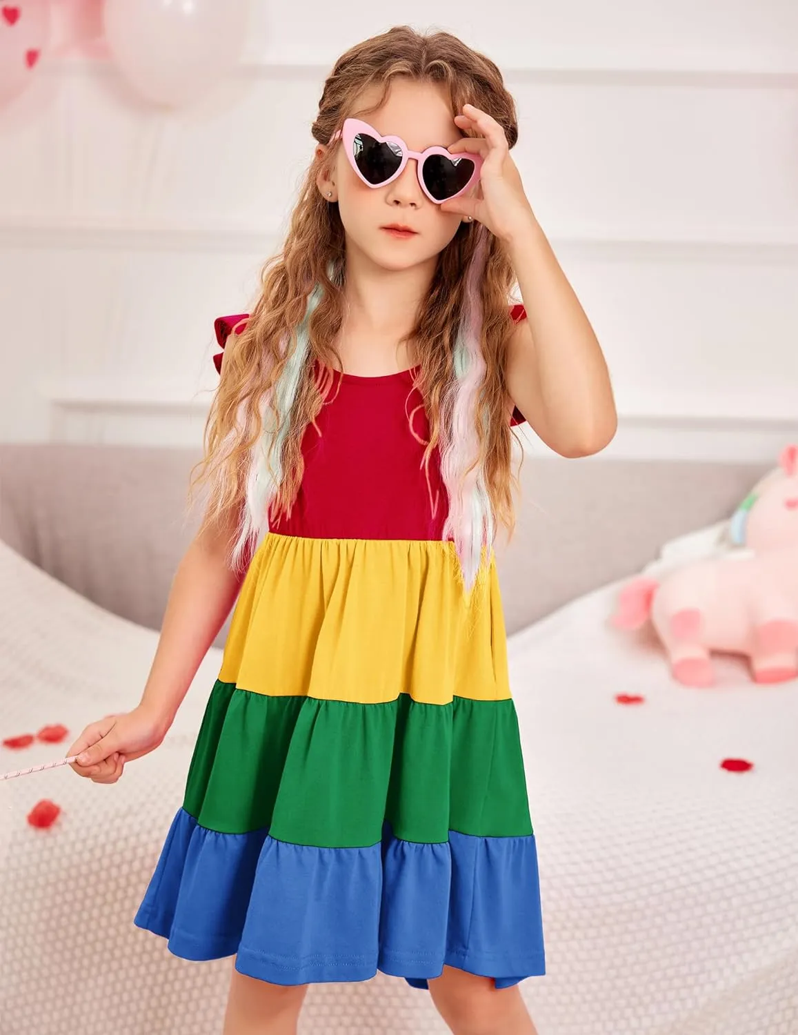 Arshiner Toddler Dress Little Girls Cotton Backless Sundress with Pockets