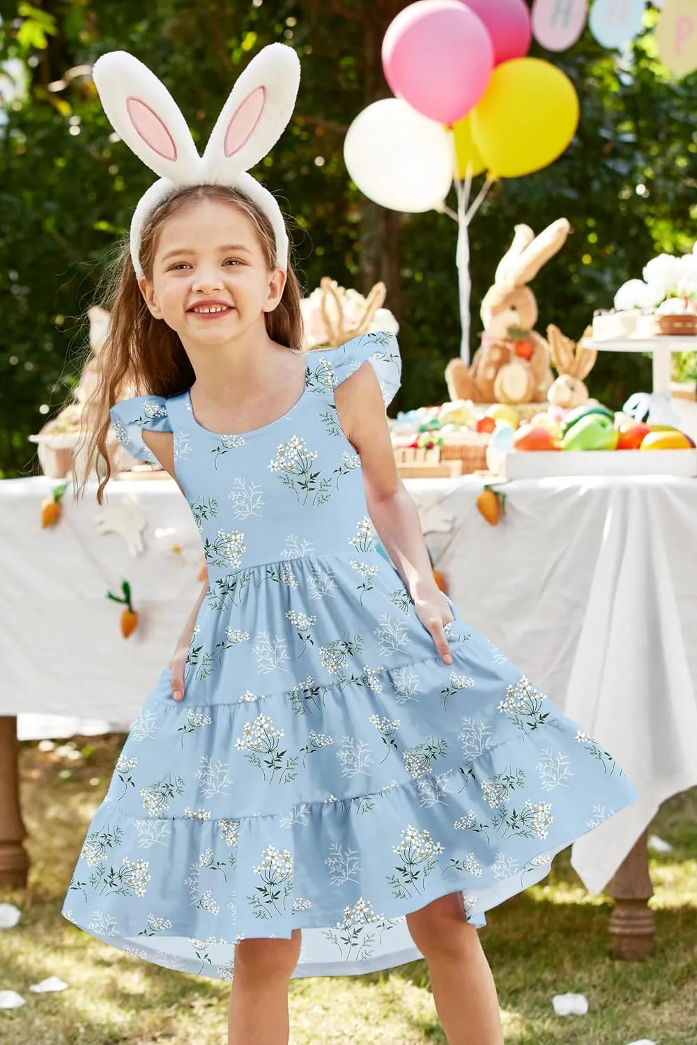 Arshiner Toddler Dress Little Girls Cotton Backless Sundress with Pockets