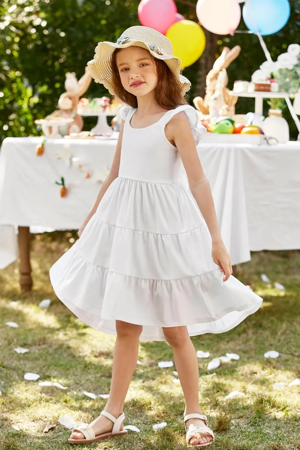 Arshiner Toddler Dress Little Girls Cotton Backless Sundress with Pockets