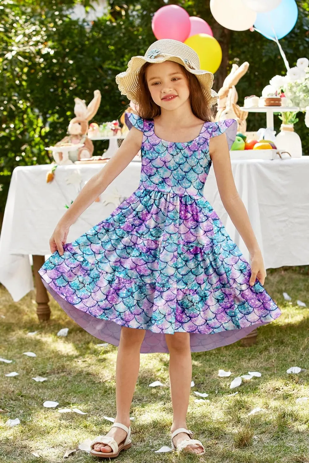 Arshiner Toddler Dress Little Girls Cotton Backless Sundress with Pockets