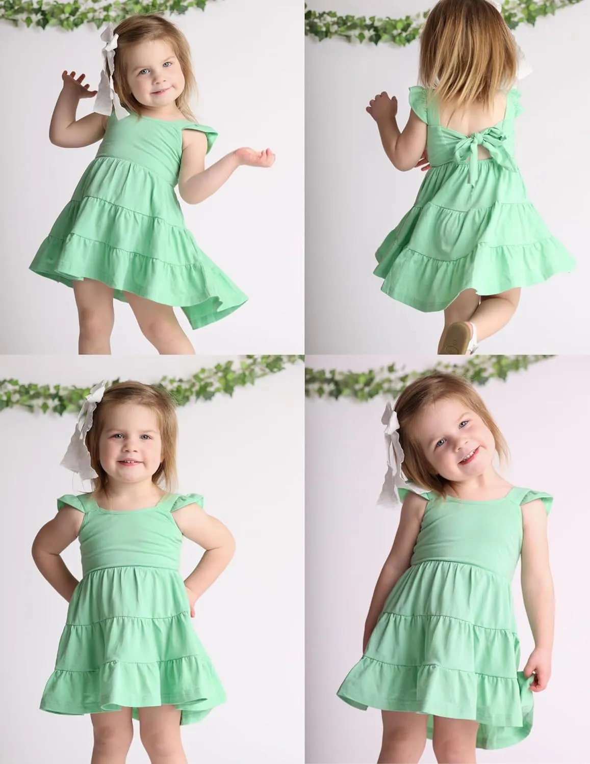 Arshiner Toddler Dress Little Girls Cotton Backless Sundress with Pockets