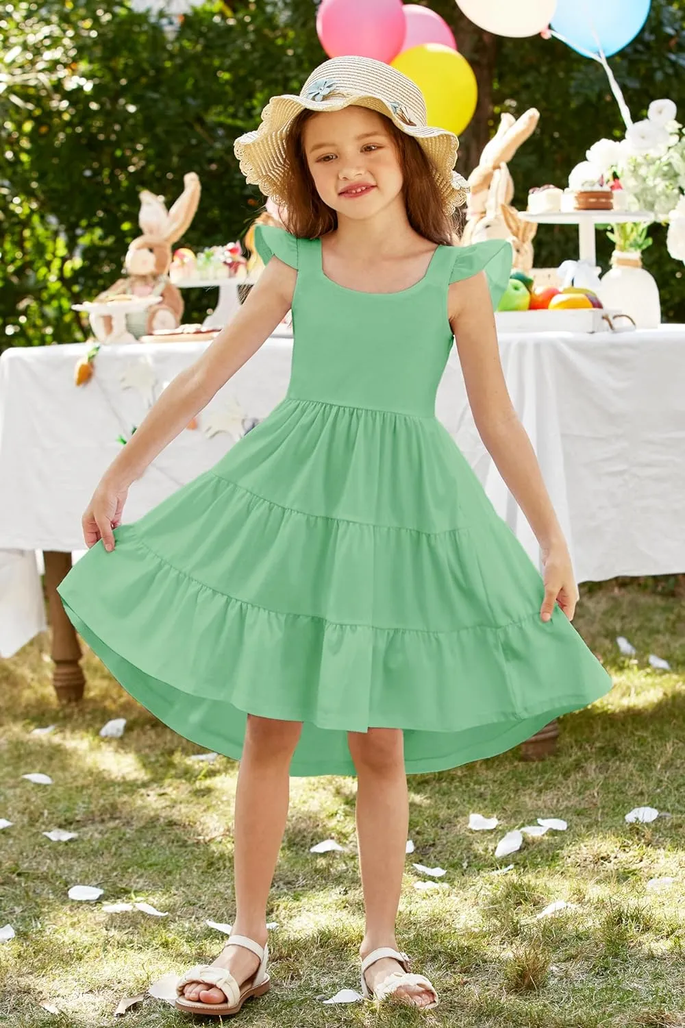 Arshiner Toddler Dress Little Girls Cotton Backless Sundress with Pockets