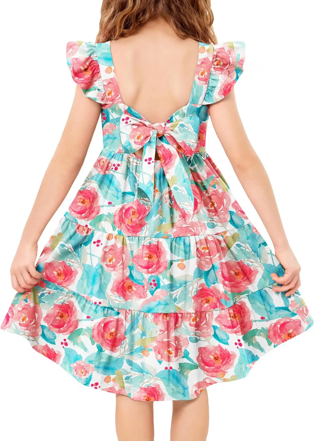 Arshiner Toddler Dress Little Girls Cotton Backless Sundress with Pockets