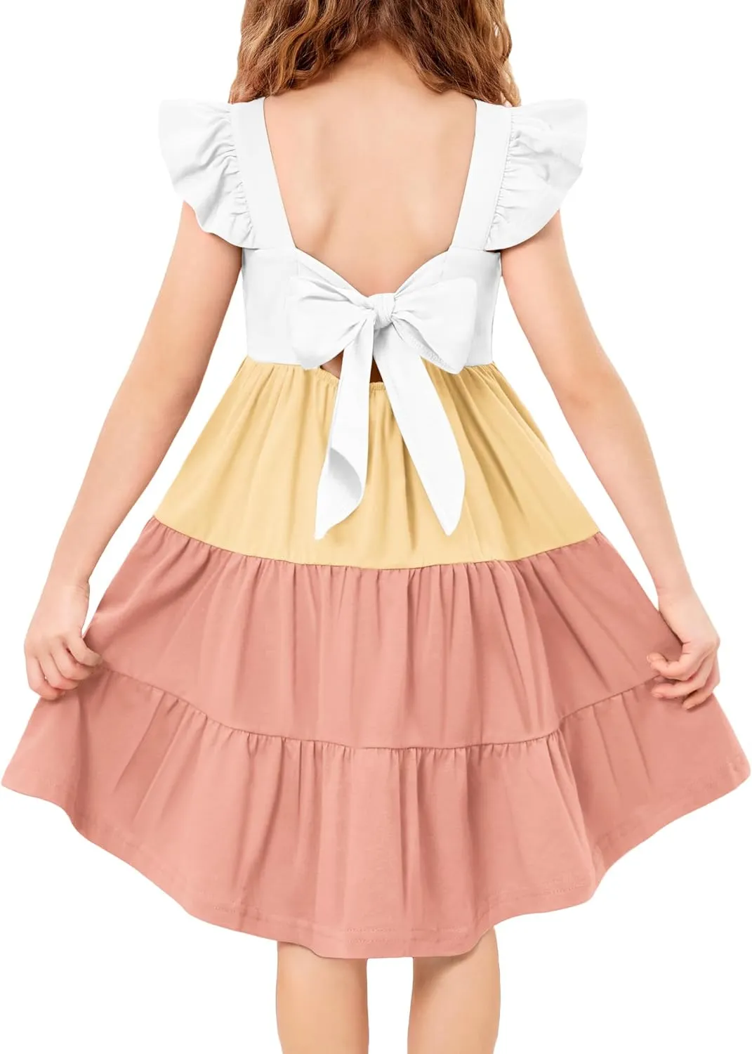 Arshiner Toddler Dress Little Girls Cotton Backless Sundress with Pockets