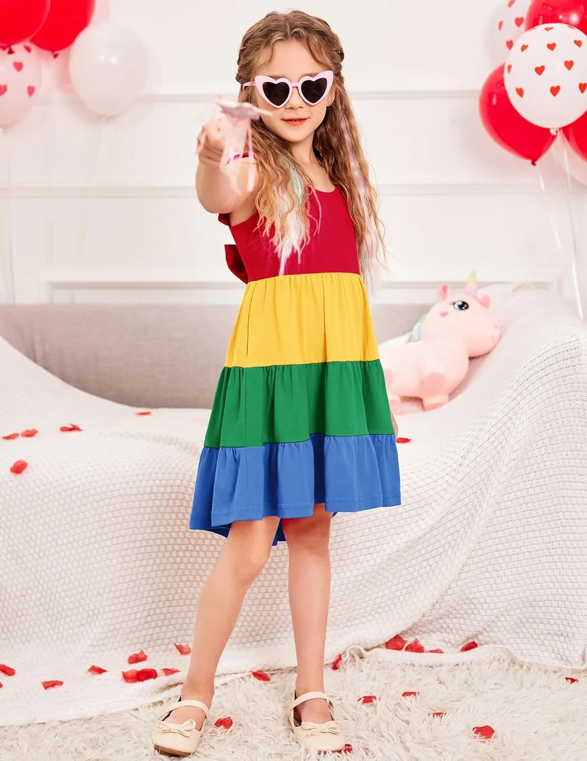 Arshiner Toddler Dress Little Girls Cotton Backless Sundress with Pockets