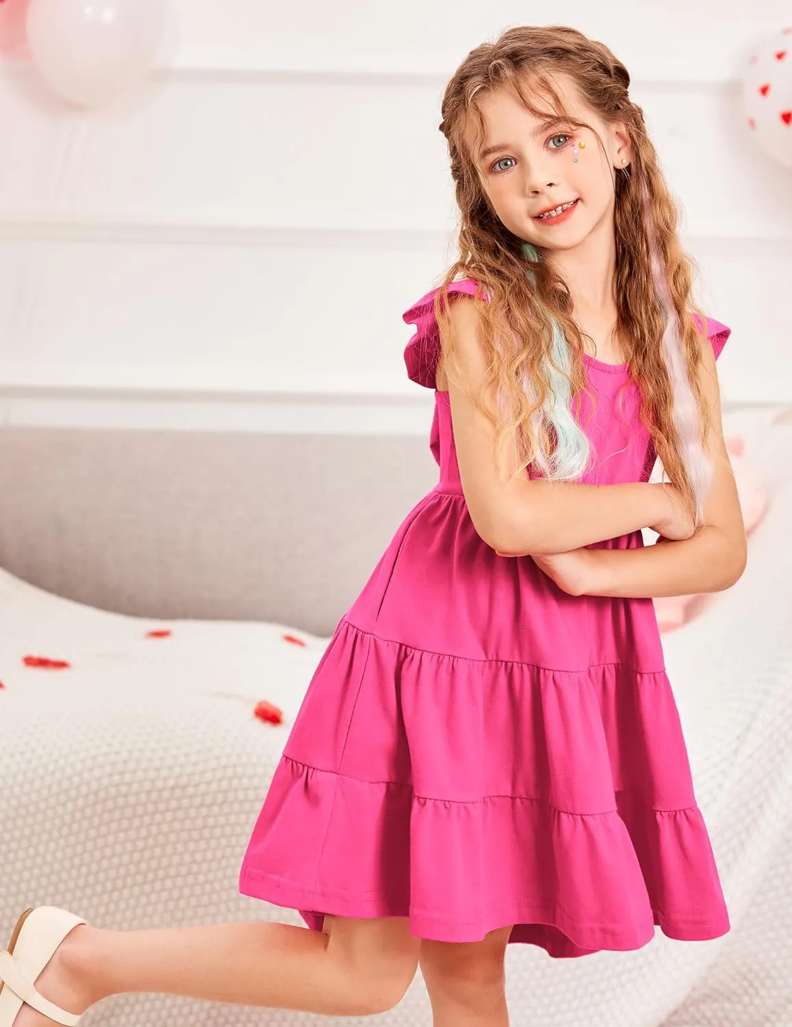 Arshiner Toddler Dress Little Girls Cotton Backless Sundress with Pockets