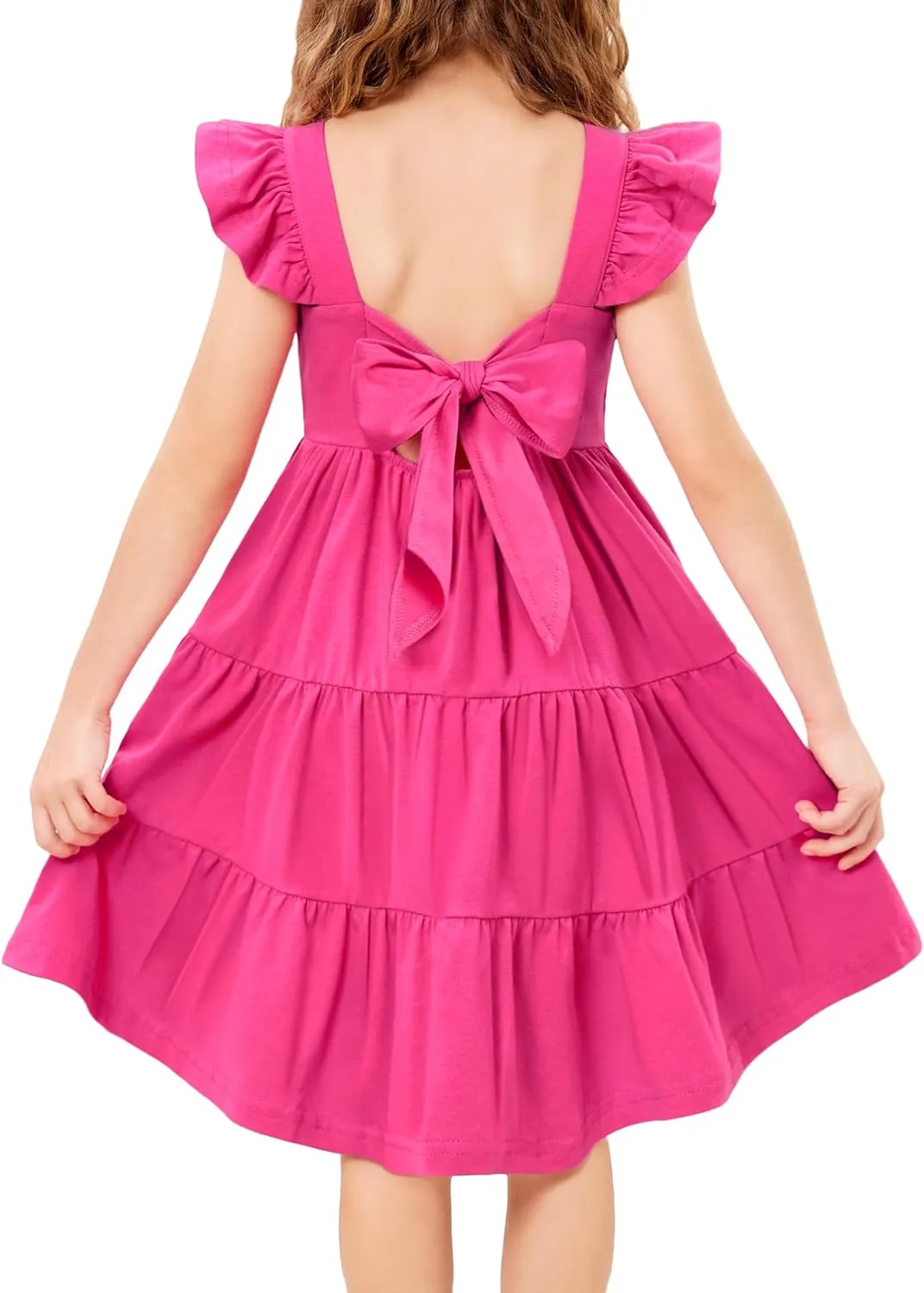 Arshiner Toddler Dress Little Girls Cotton Backless Sundress with Pockets