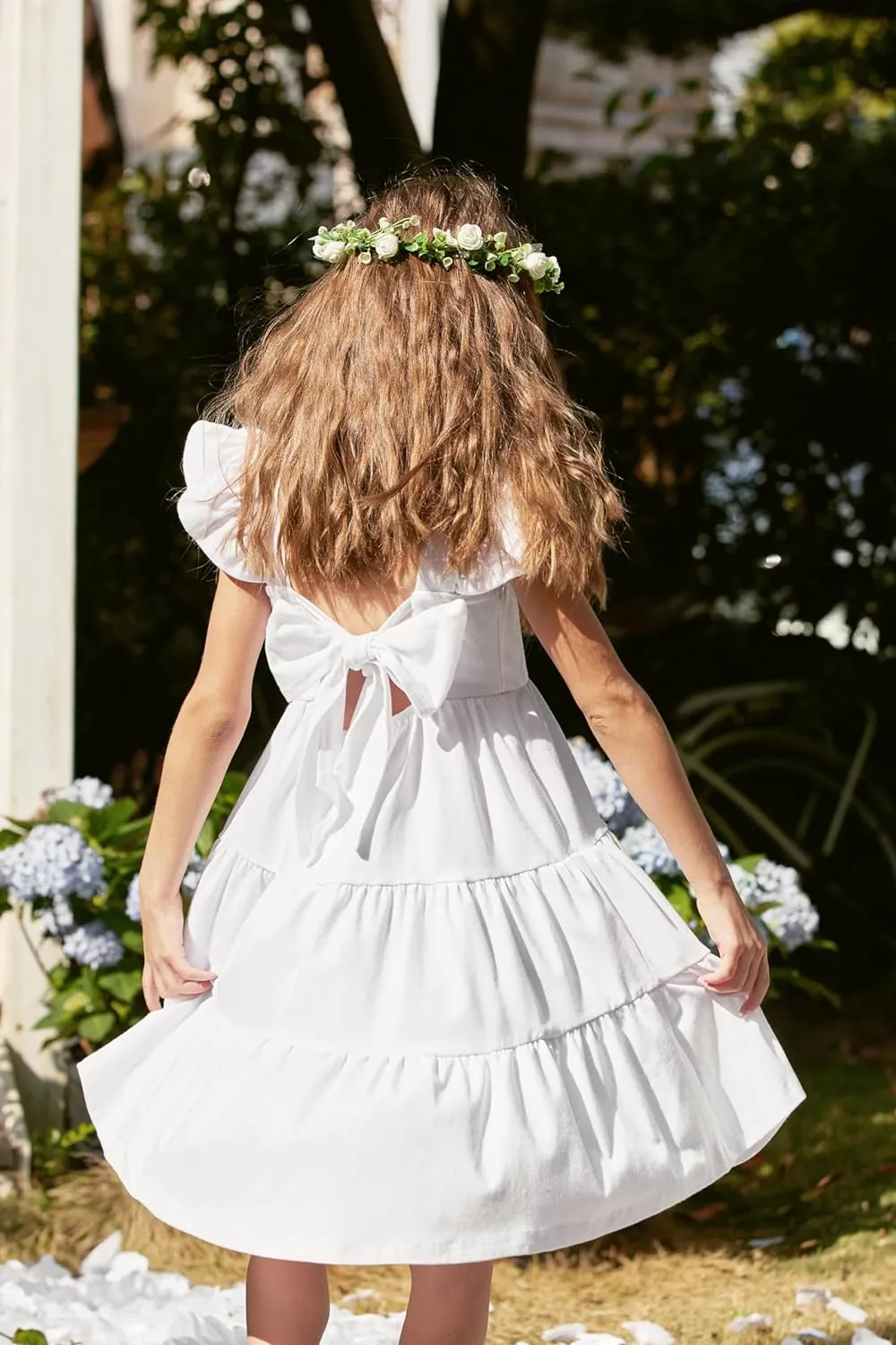 Arshiner Toddler Dress Little Girls Cotton Backless Sundress with Pockets