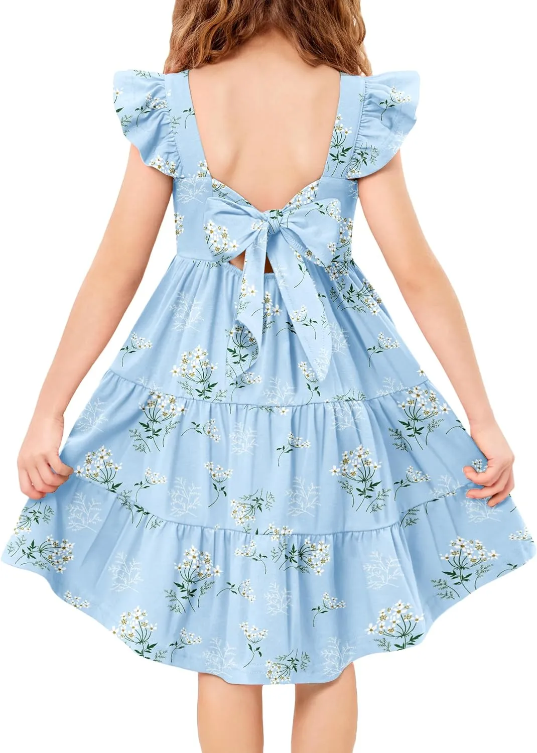 Arshiner Toddler Dress Little Girls Cotton Backless Sundress with Pockets