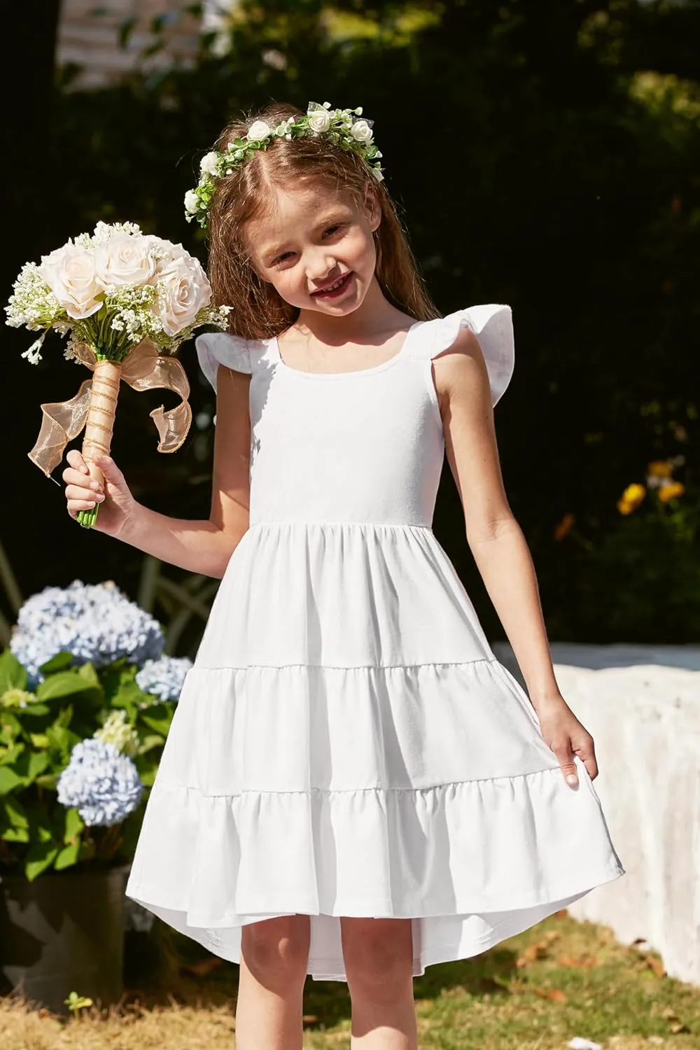 Arshiner Toddler Dress Little Girls Cotton Backless Sundress with Pockets