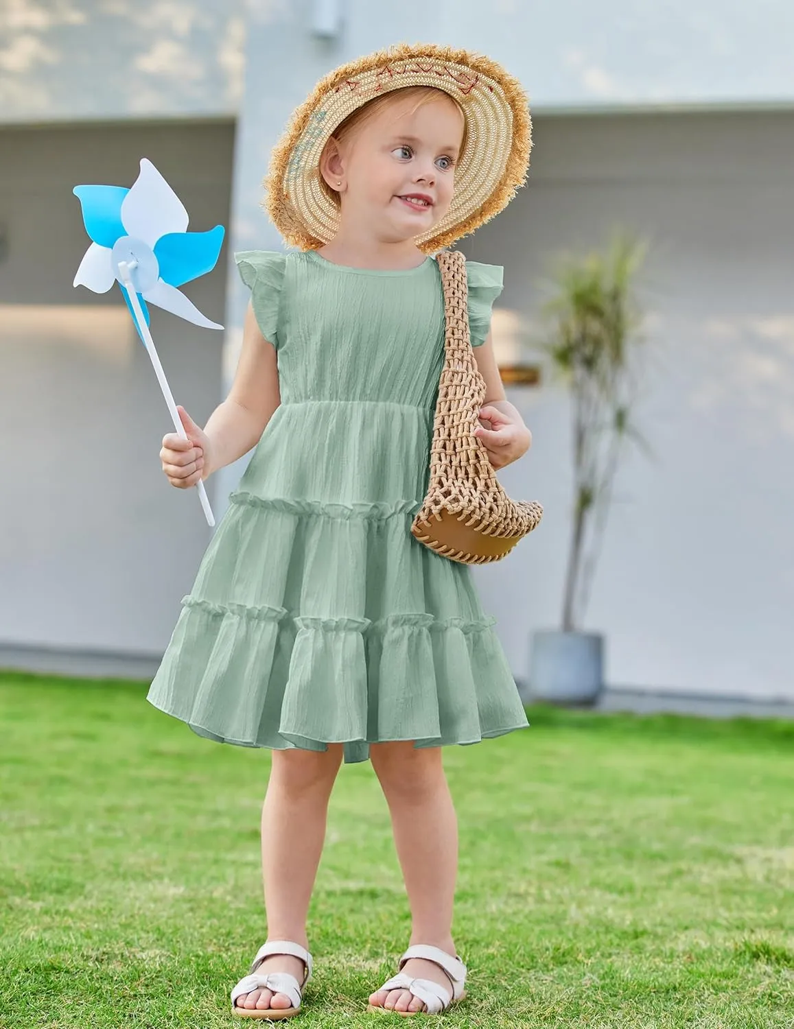 Arshiner Toddler Girls Dress Ruffle Sleeveless Tiered Swing Twirly Dresses