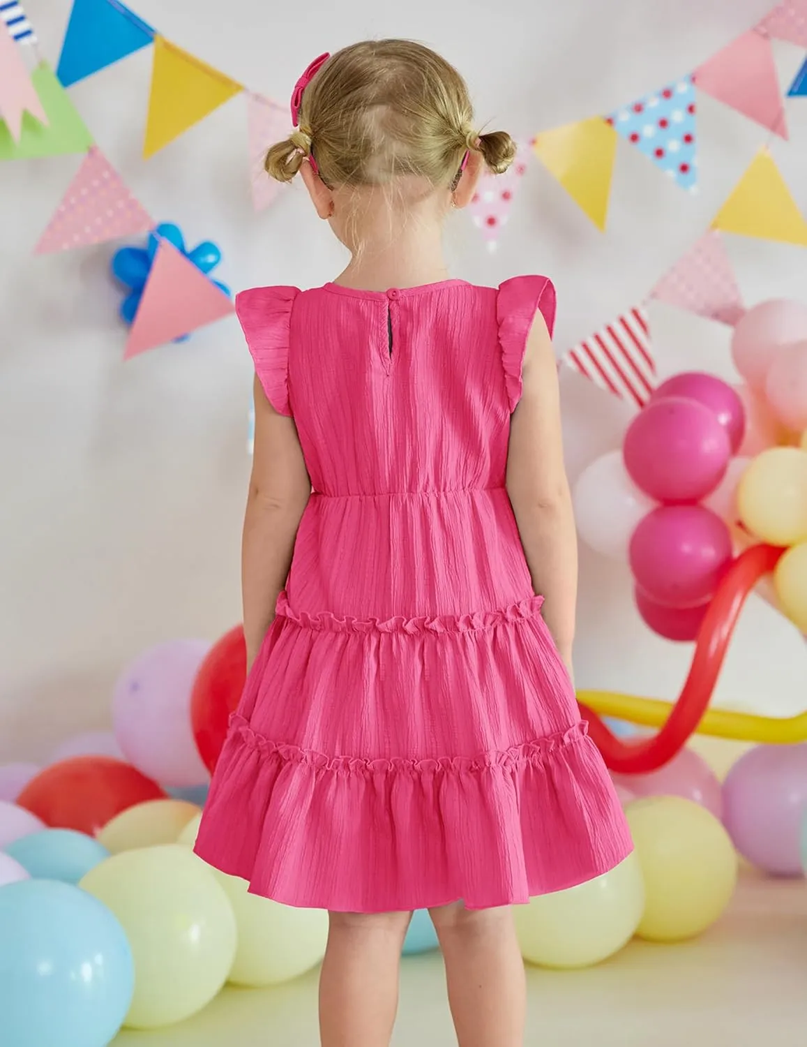 Arshiner Toddler Girls Dress Ruffle Sleeveless Tiered Swing Twirly Dresses