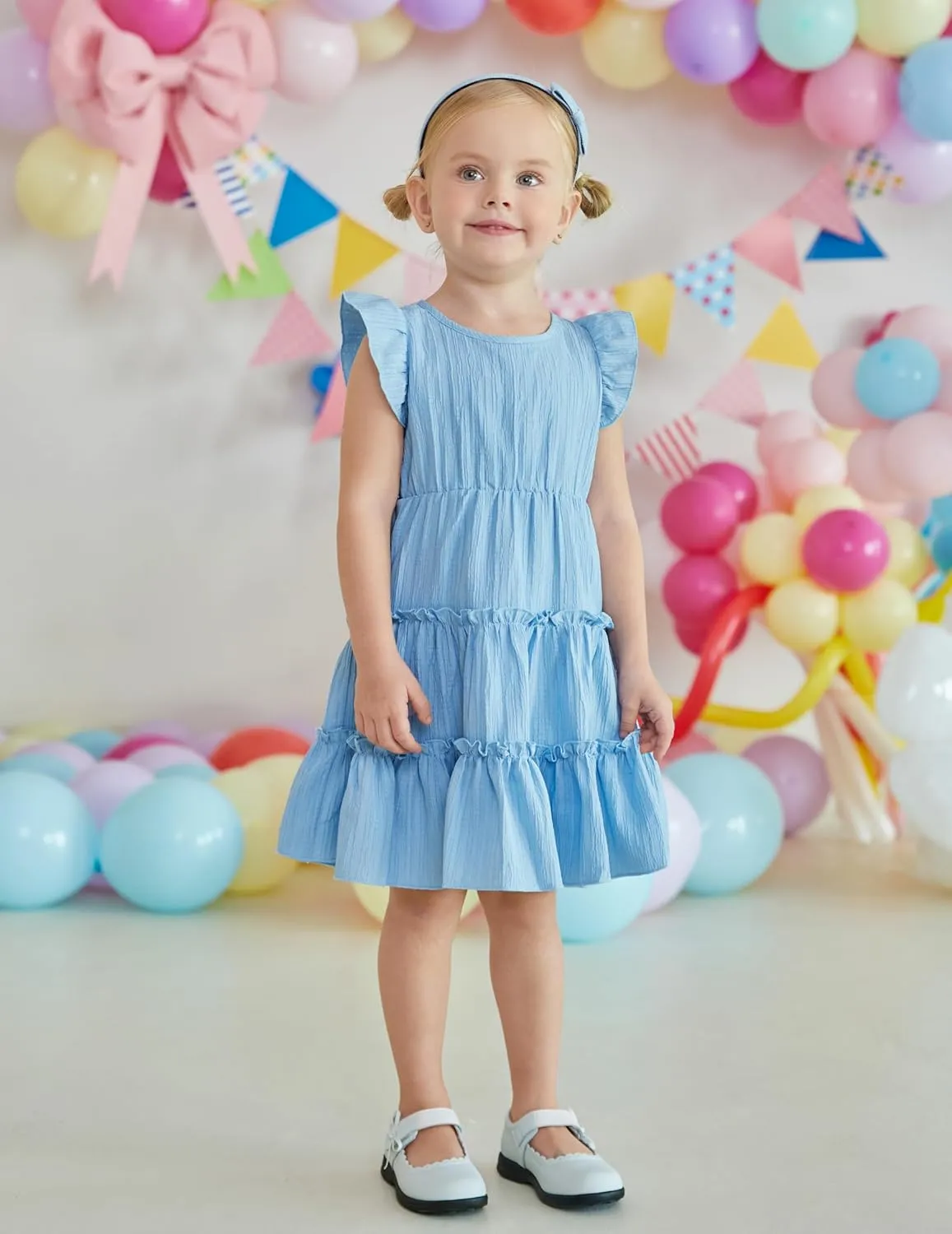 Arshiner Toddler Girls Dress Ruffle Sleeveless Tiered Swing Twirly Dresses
