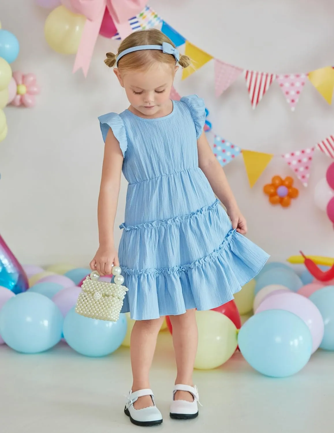 Arshiner Toddler Girls Dress Ruffle Sleeveless Tiered Swing Twirly Dresses