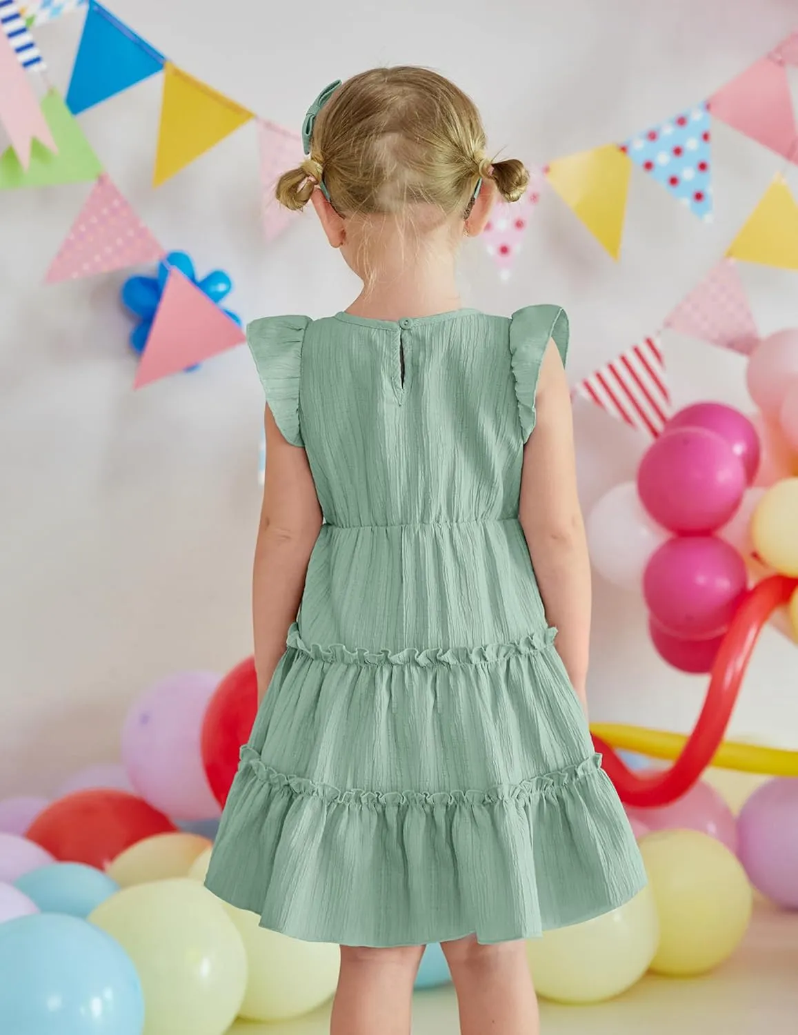 Arshiner Toddler Girls Dress Ruffle Sleeveless Tiered Swing Twirly Dresses