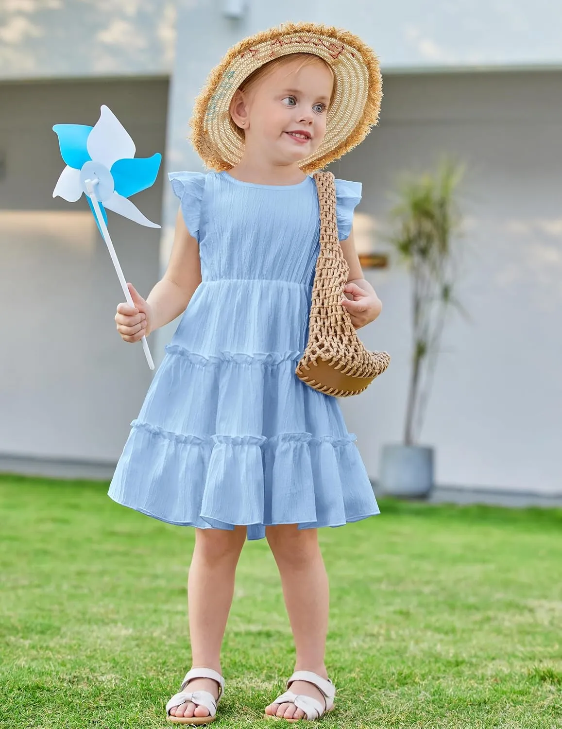 Arshiner Toddler Girls Dress Ruffle Sleeveless Tiered Swing Twirly Dresses