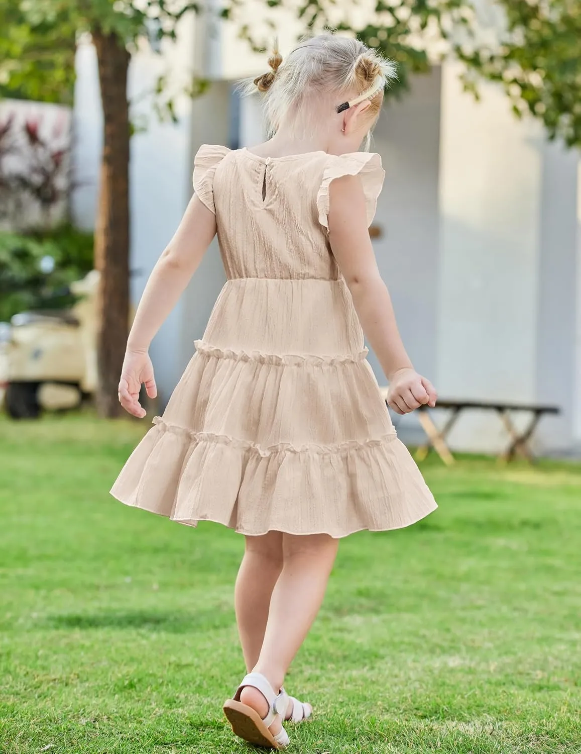 Arshiner Toddler Girls Dress Ruffle Sleeveless Tiered Swing Twirly Dresses