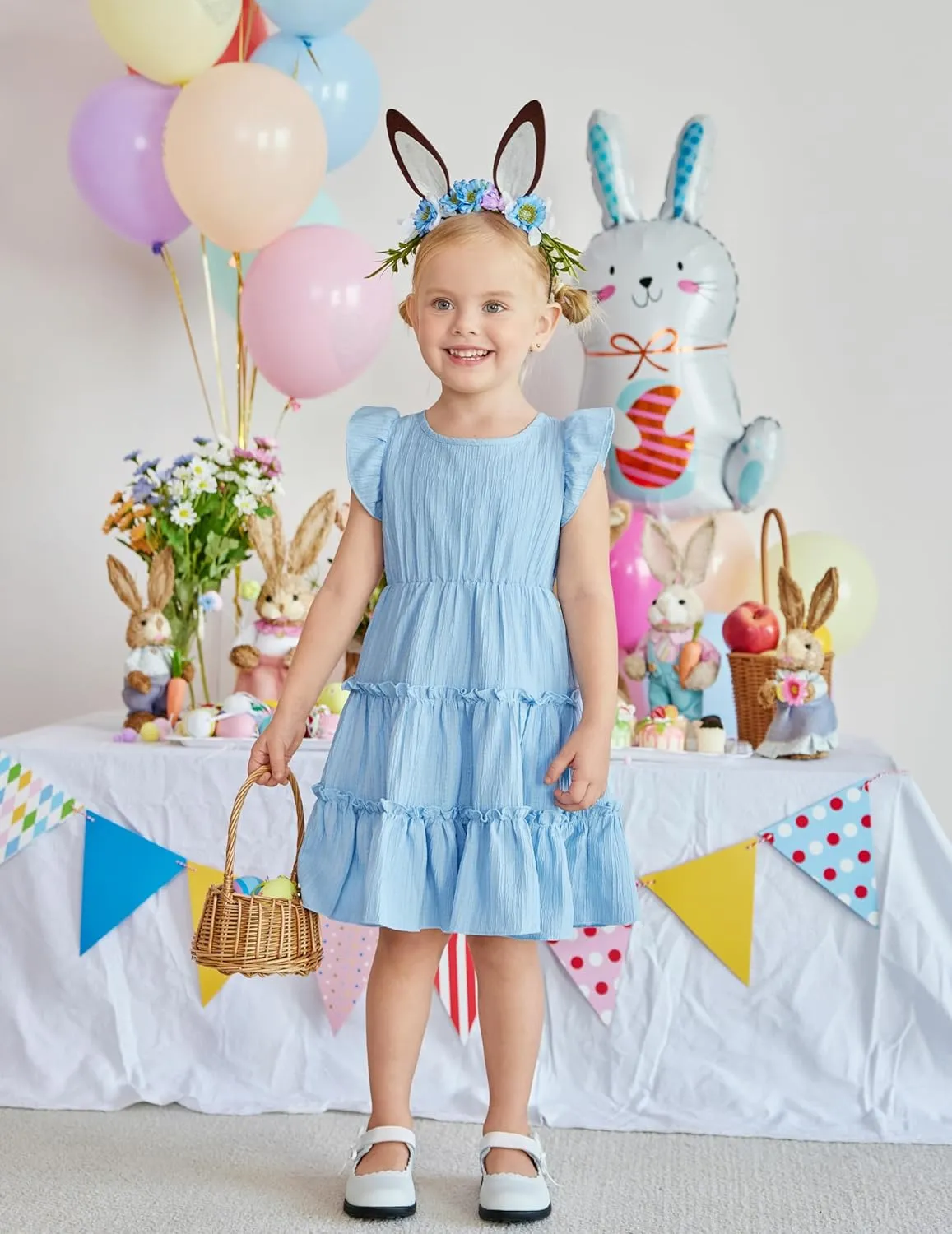 Arshiner Toddler Girls Dress Ruffle Sleeveless Tiered Swing Twirly Dresses