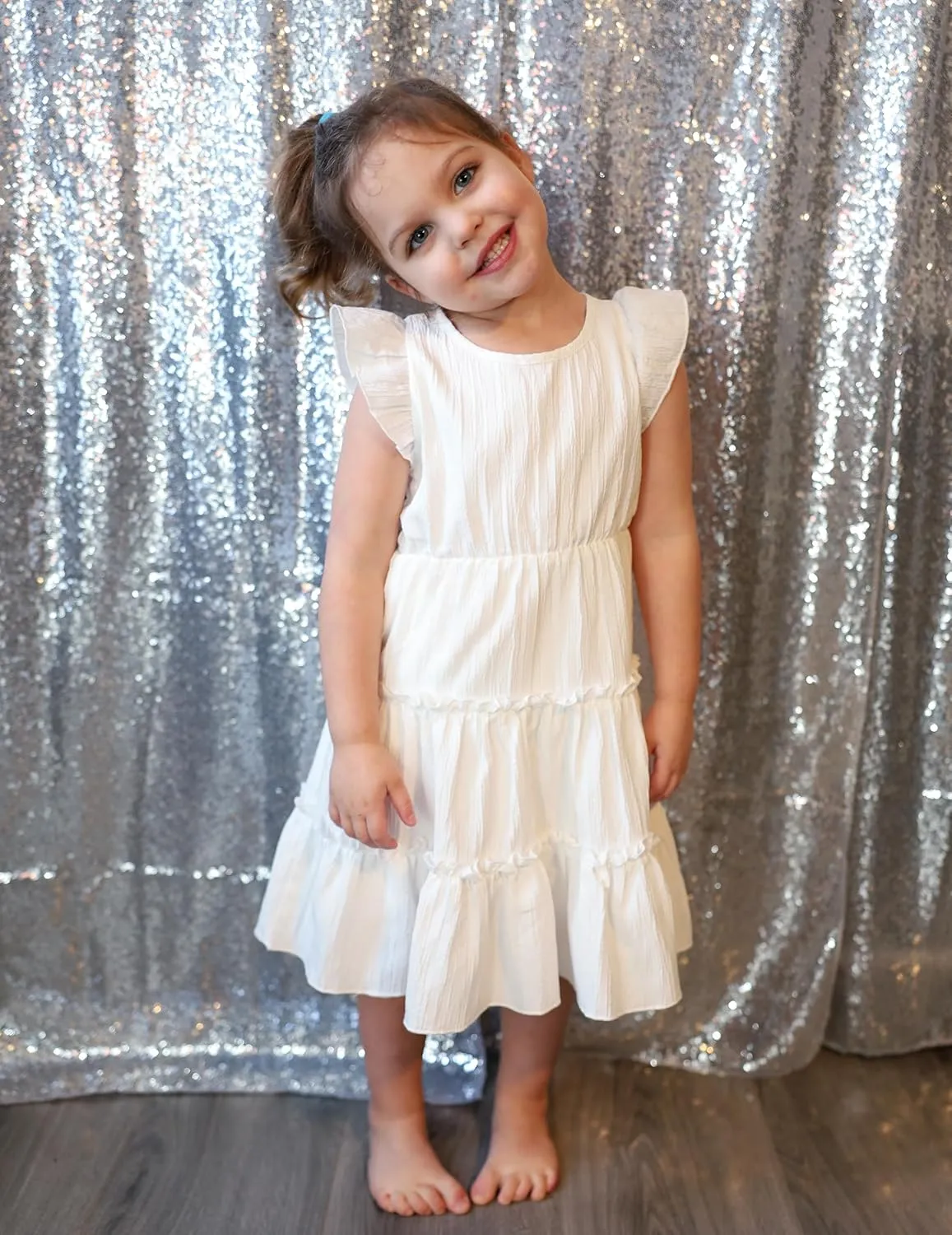 Arshiner Toddler Girls Dress Ruffle Sleeveless Tiered Swing Twirly Dresses