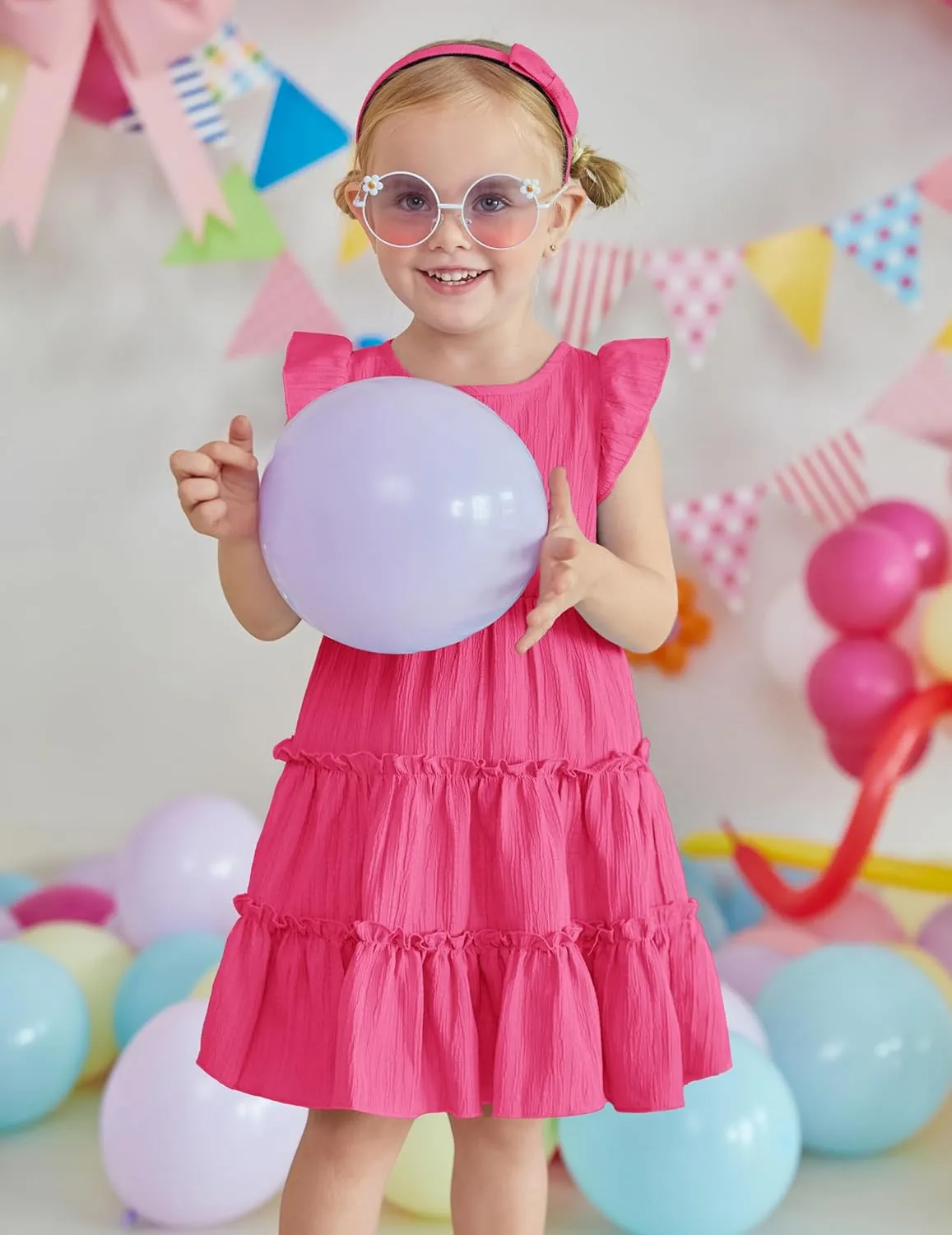 Arshiner Toddler Girls Dress Ruffle Sleeveless Tiered Swing Twirly Dresses