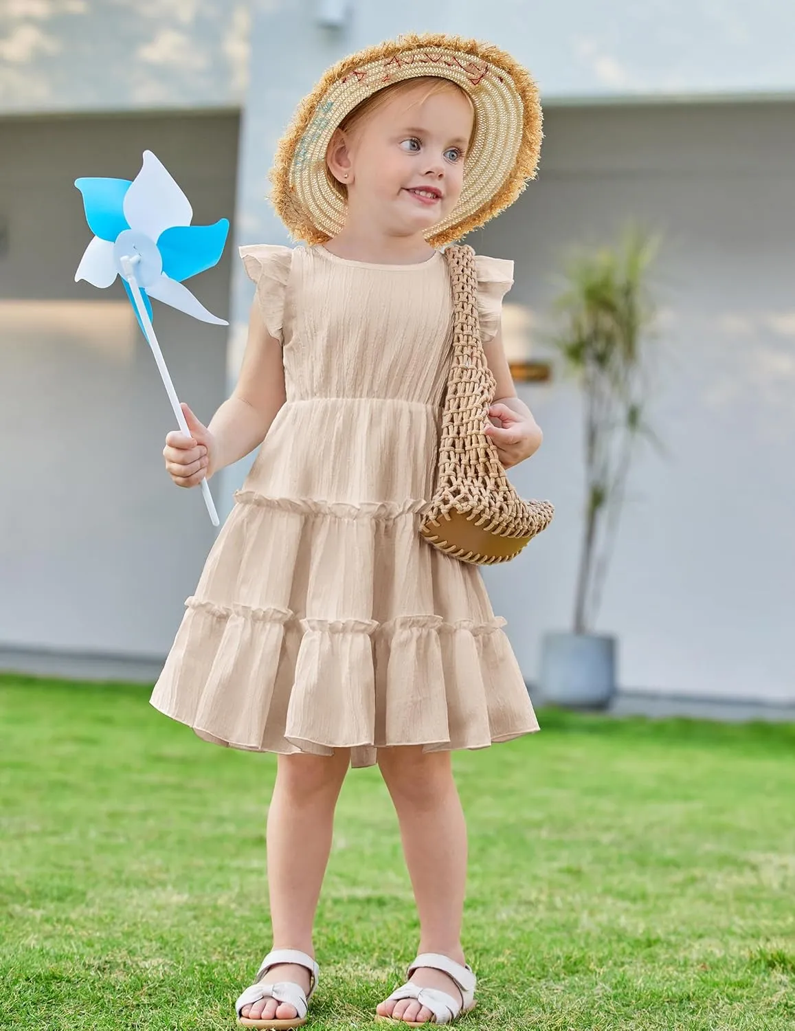 Arshiner Toddler Girls Dress Ruffle Sleeveless Tiered Swing Twirly Dresses