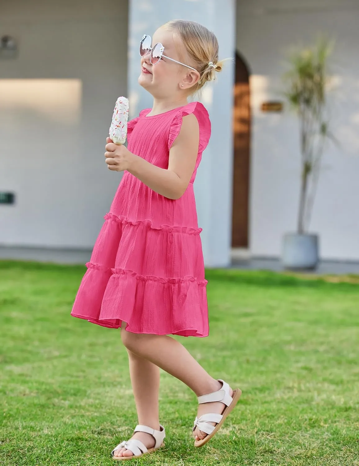 Arshiner Toddler Girls Dress Ruffle Sleeveless Tiered Swing Twirly Dresses