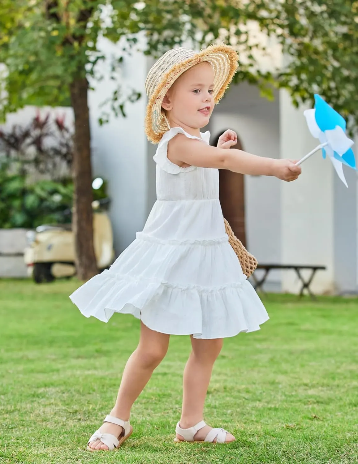 Arshiner Toddler Girls Dress Ruffle Sleeveless Tiered Swing Twirly Dresses