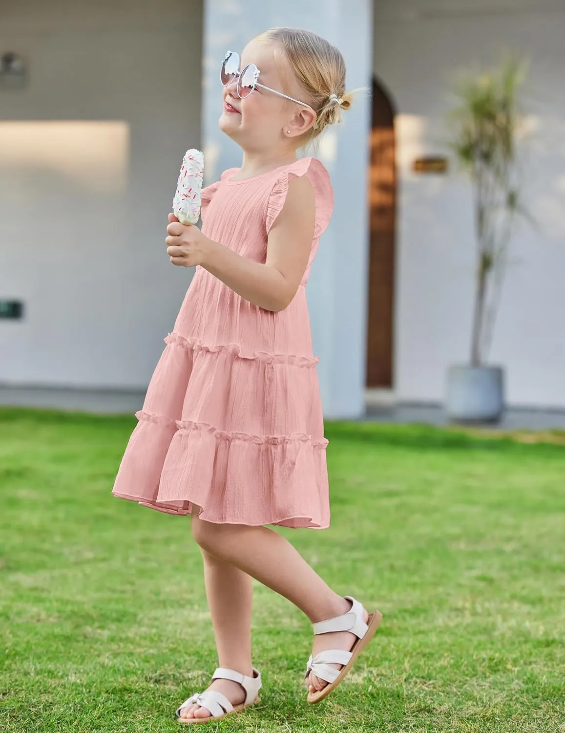 Arshiner Toddler Girls Dress Ruffle Sleeveless Tiered Swing Twirly Dresses