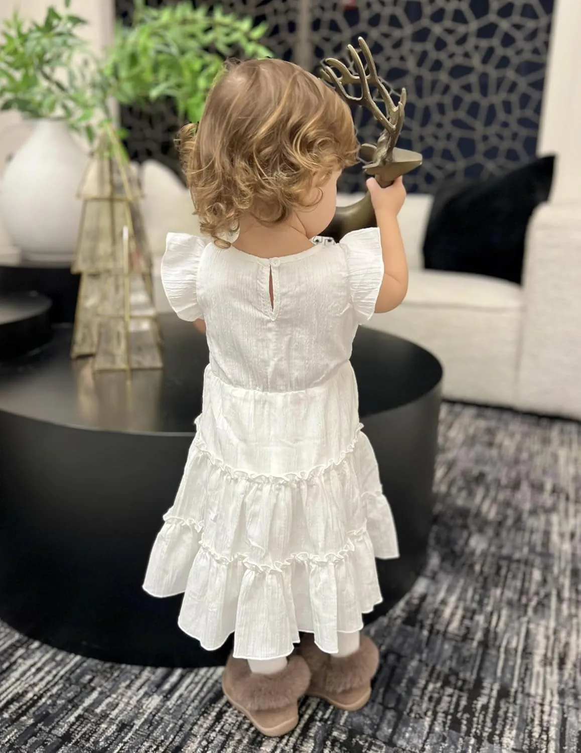 Arshiner Toddler Girls Dress Ruffle Sleeveless Tiered Swing Twirly Dresses