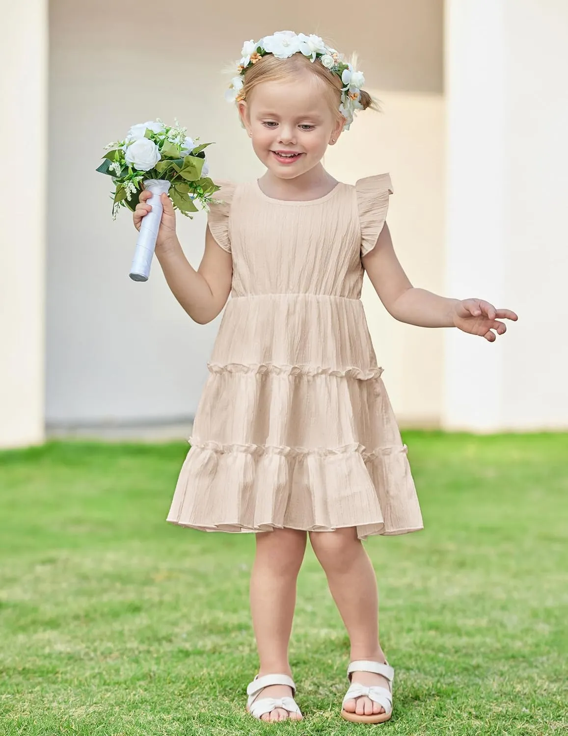 Arshiner Toddler Girls Dress Ruffle Sleeveless Tiered Swing Twirly Dresses