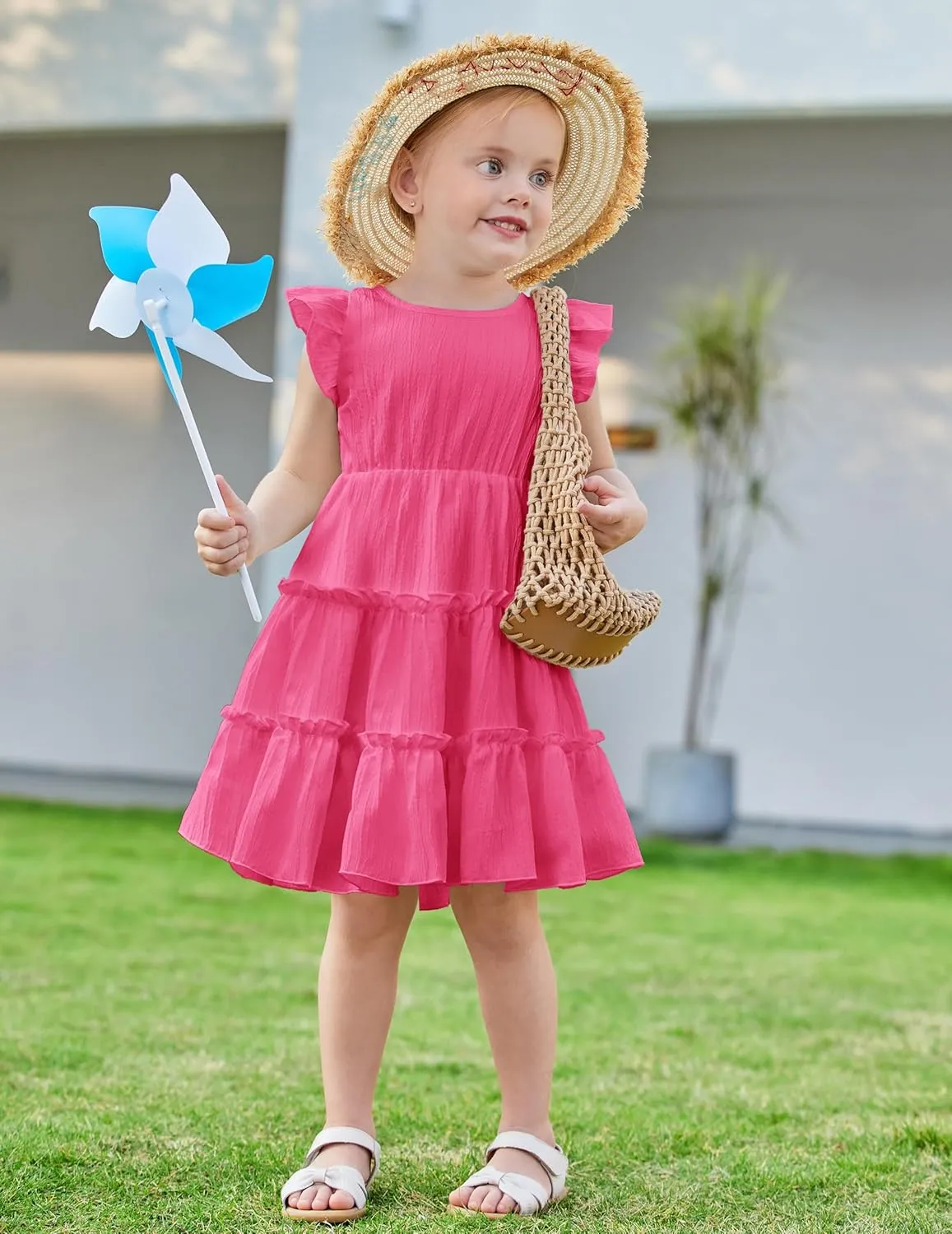 Arshiner Toddler Girls Dress Ruffle Sleeveless Tiered Swing Twirly Dresses