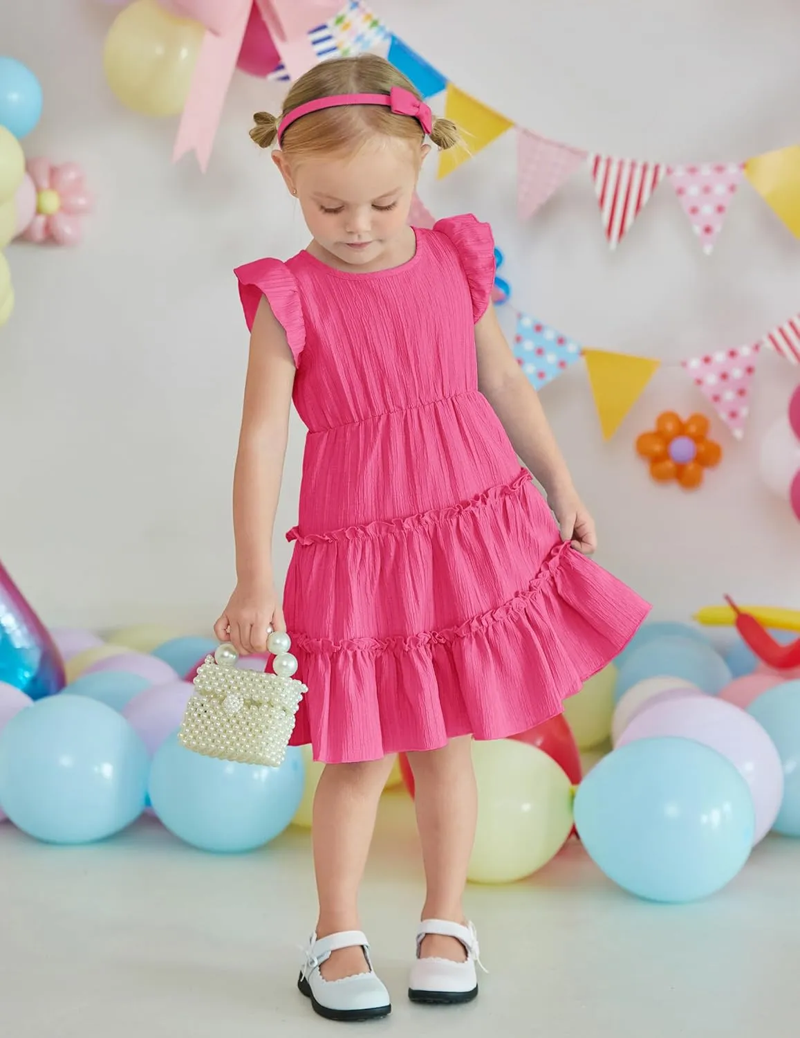 Arshiner Toddler Girls Dress Ruffle Sleeveless Tiered Swing Twirly Dresses