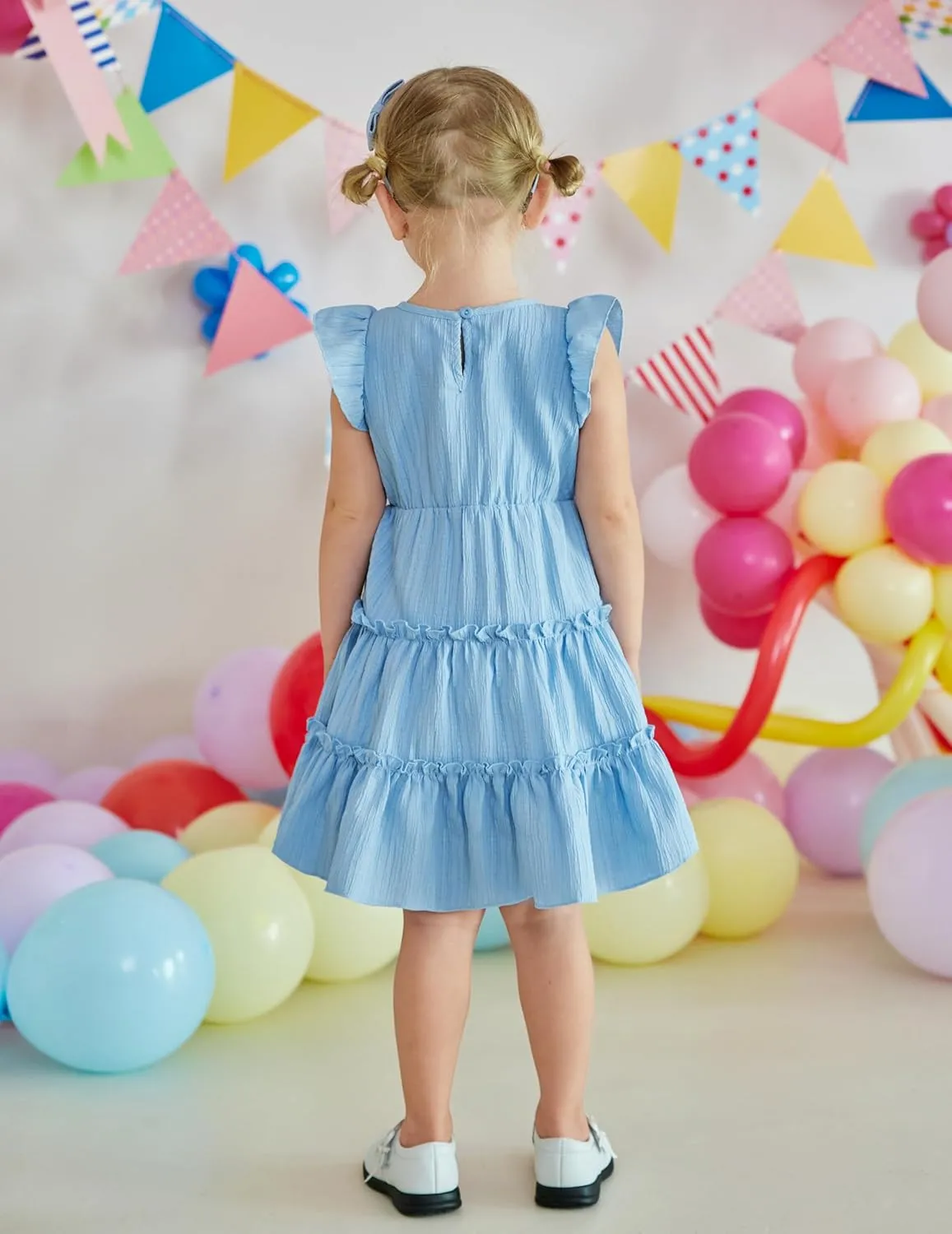Arshiner Toddler Girls Dress Ruffle Sleeveless Tiered Swing Twirly Dresses