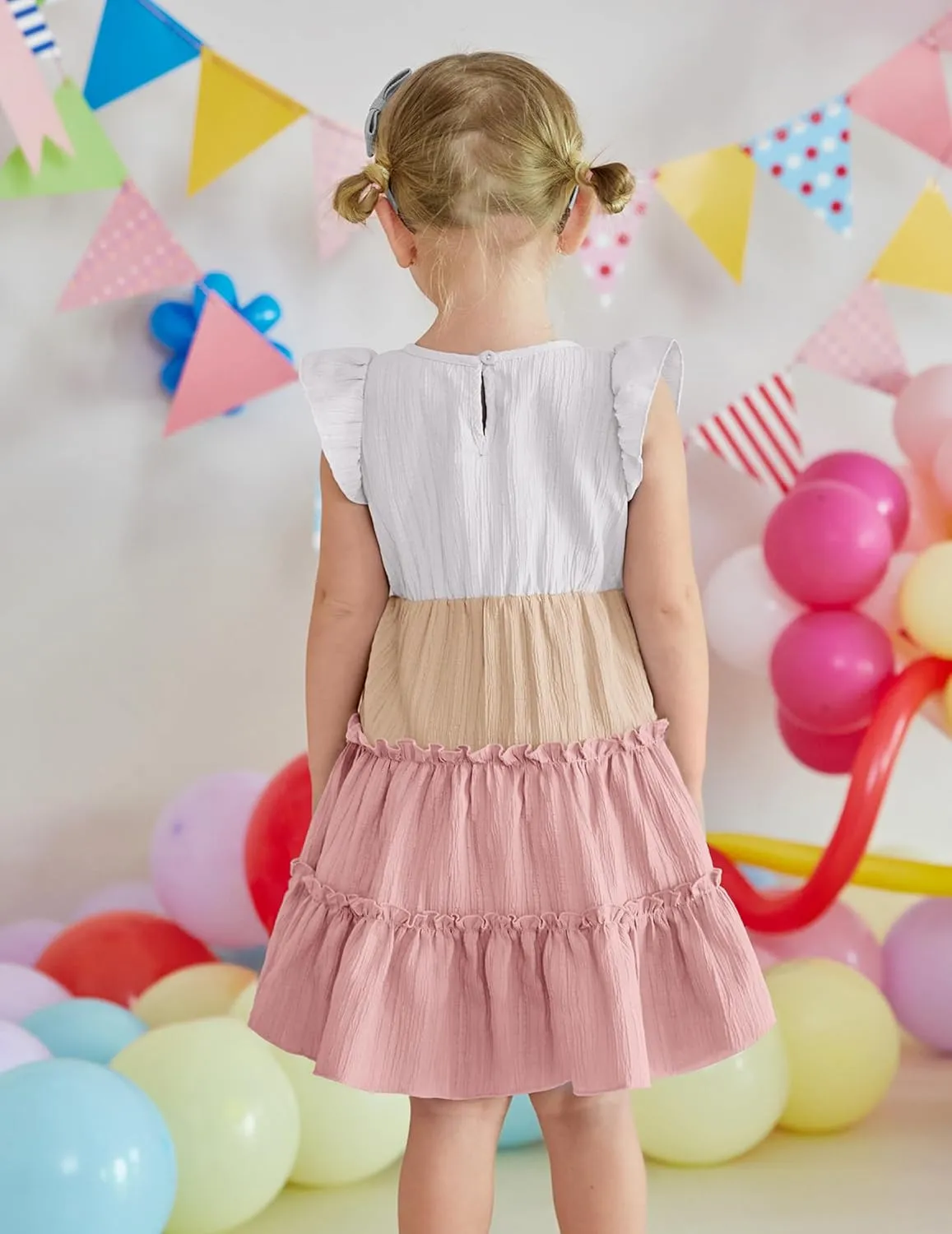 Arshiner Toddler Girls Dress Ruffle Sleeveless Tiered Swing Twirly Dresses