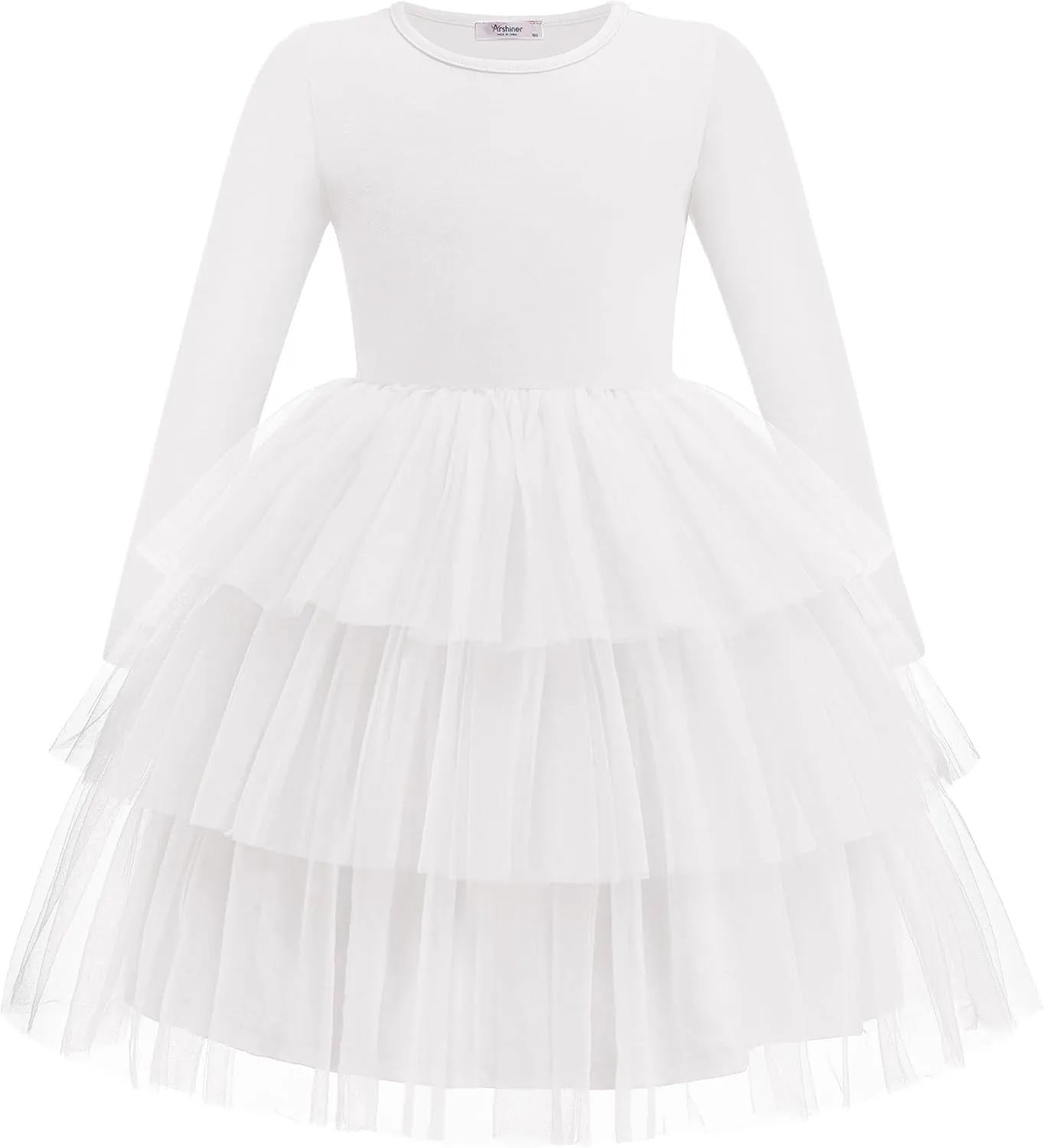 Arshiner Toddler Tutu Dress Girls Long Sleeve Tiered Formal Tulle Dresses