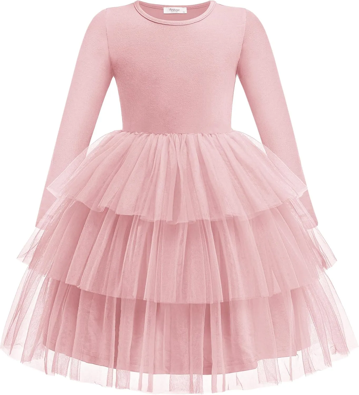 Arshiner Toddler Tutu Dress Girls Long Sleeve Tiered Formal Tulle Dresses