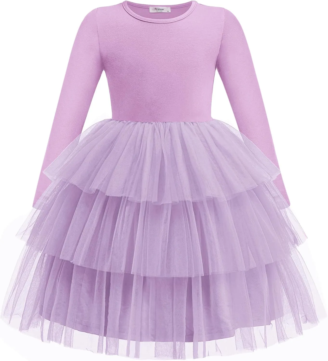Arshiner Toddler Tutu Dress Girls Long Sleeve Tiered Formal Tulle Dresses