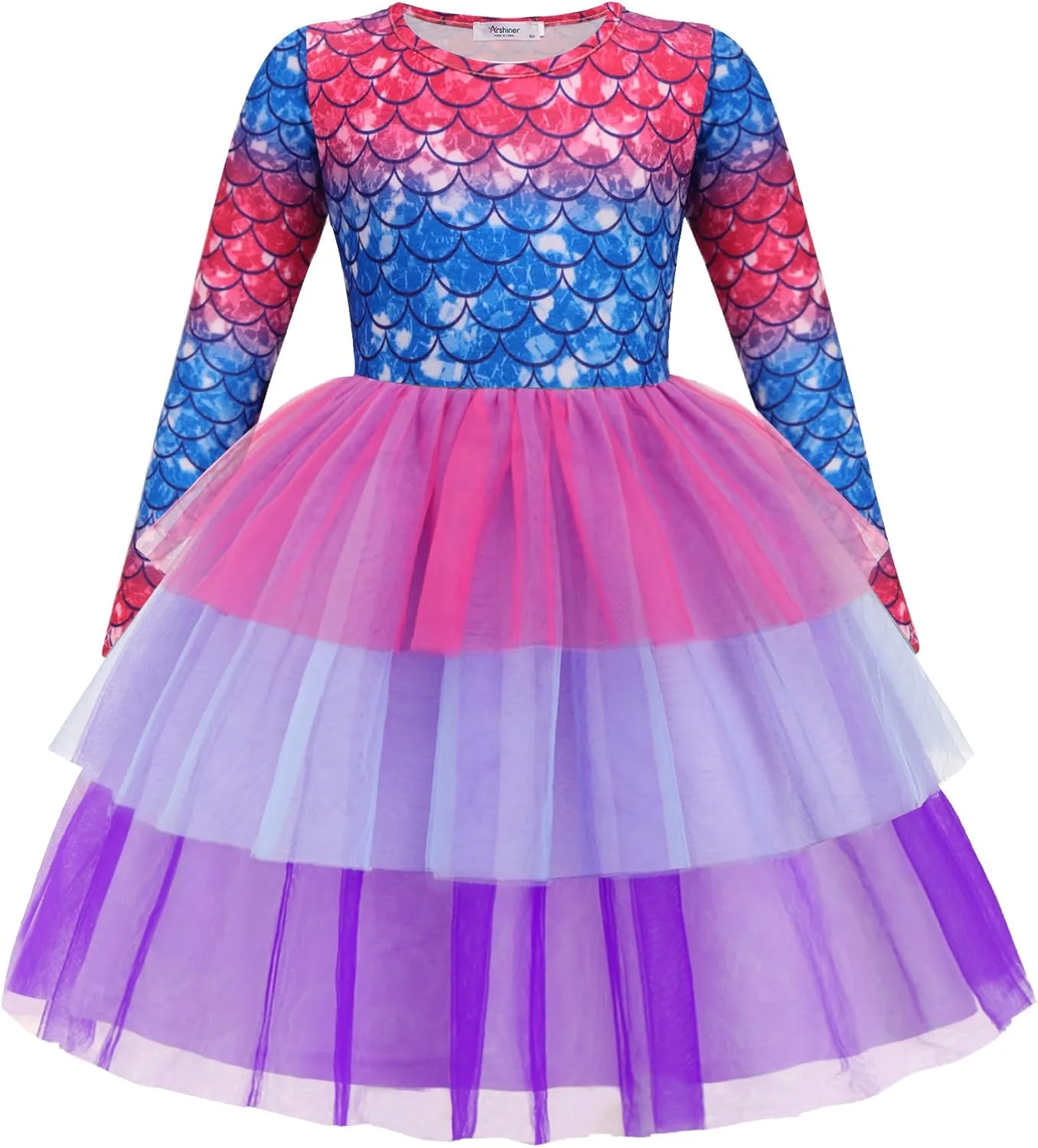 Arshiner Toddler Tutu Dress Girls Long Sleeve Tiered Formal Tulle Dresses
