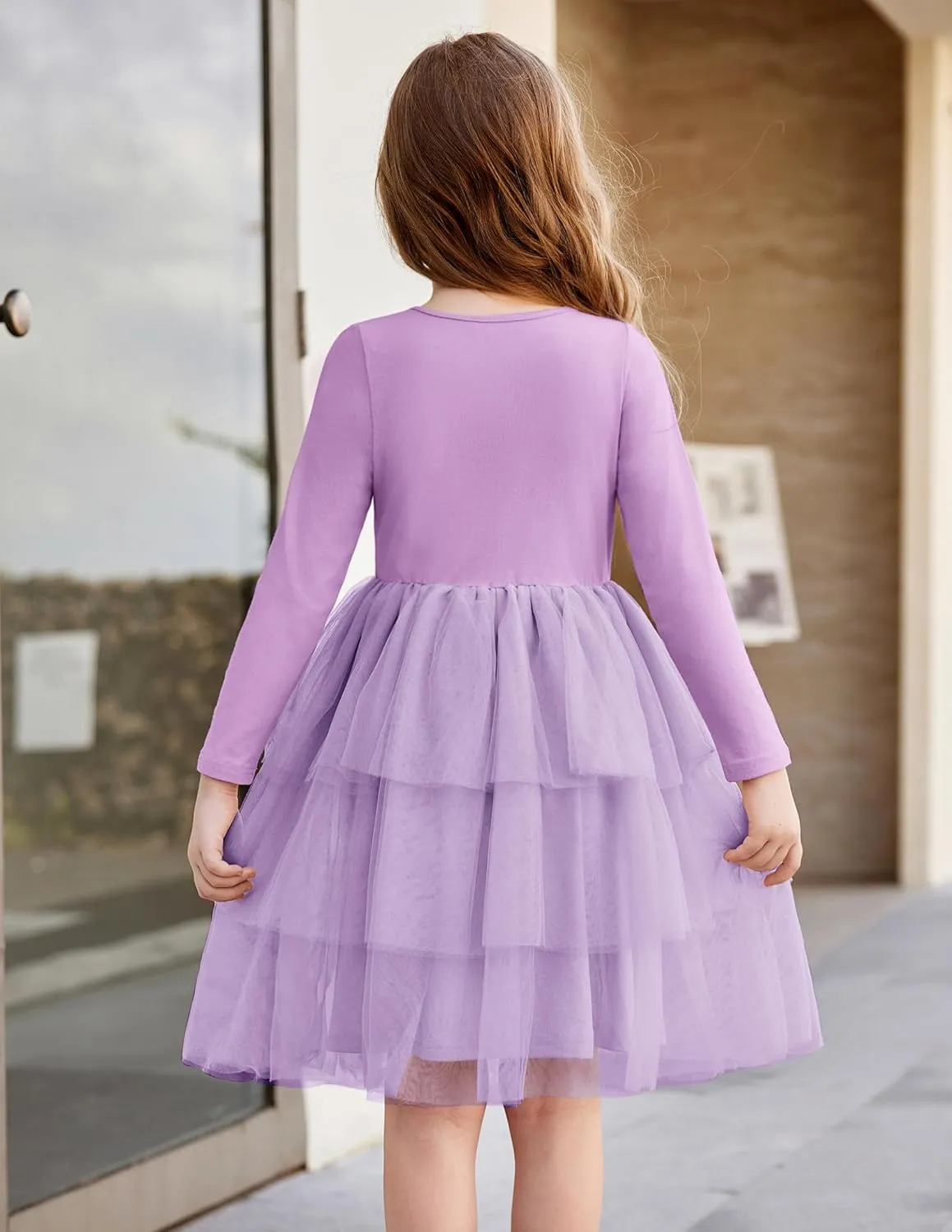 Arshiner Toddler Tutu Dress Girls Long Sleeve Tiered Formal Tulle Dresses