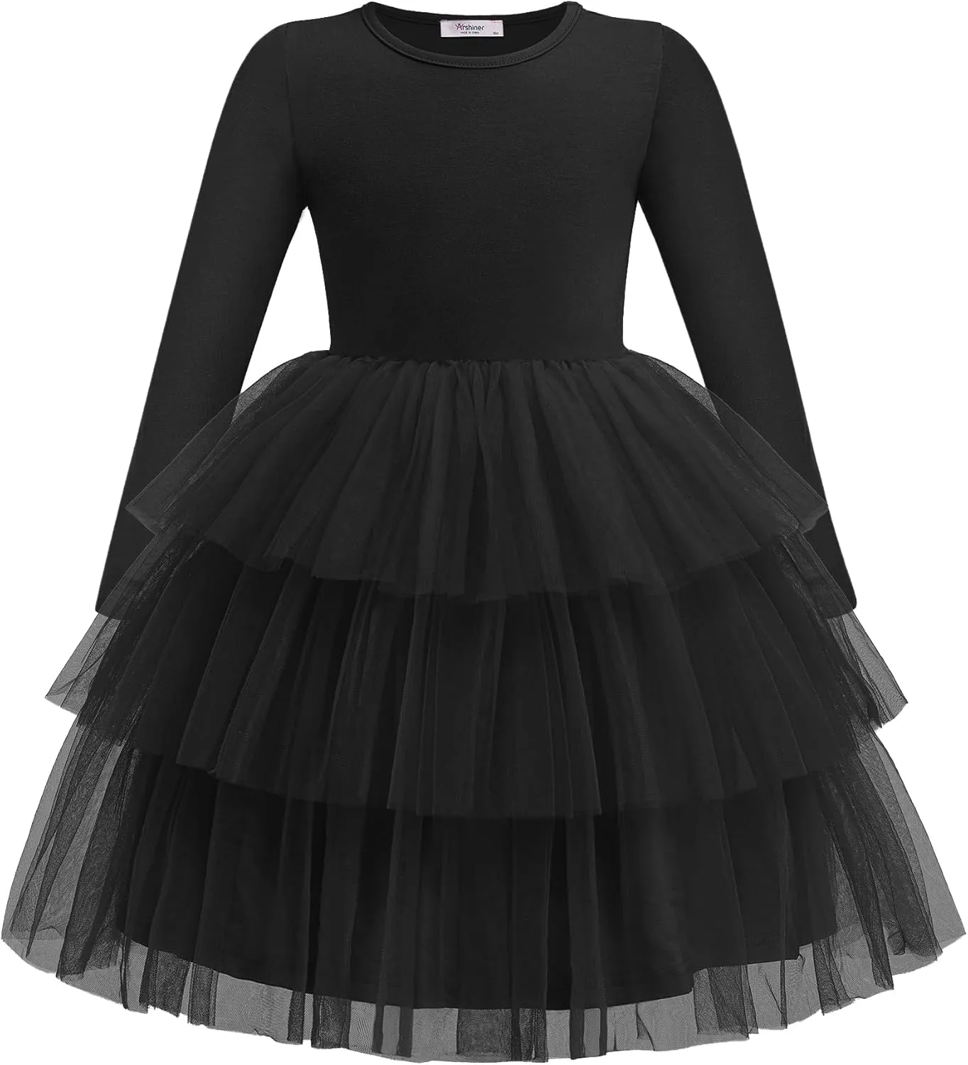 Arshiner Toddler Tutu Dress Girls Long Sleeve Tiered Formal Tulle Dresses
