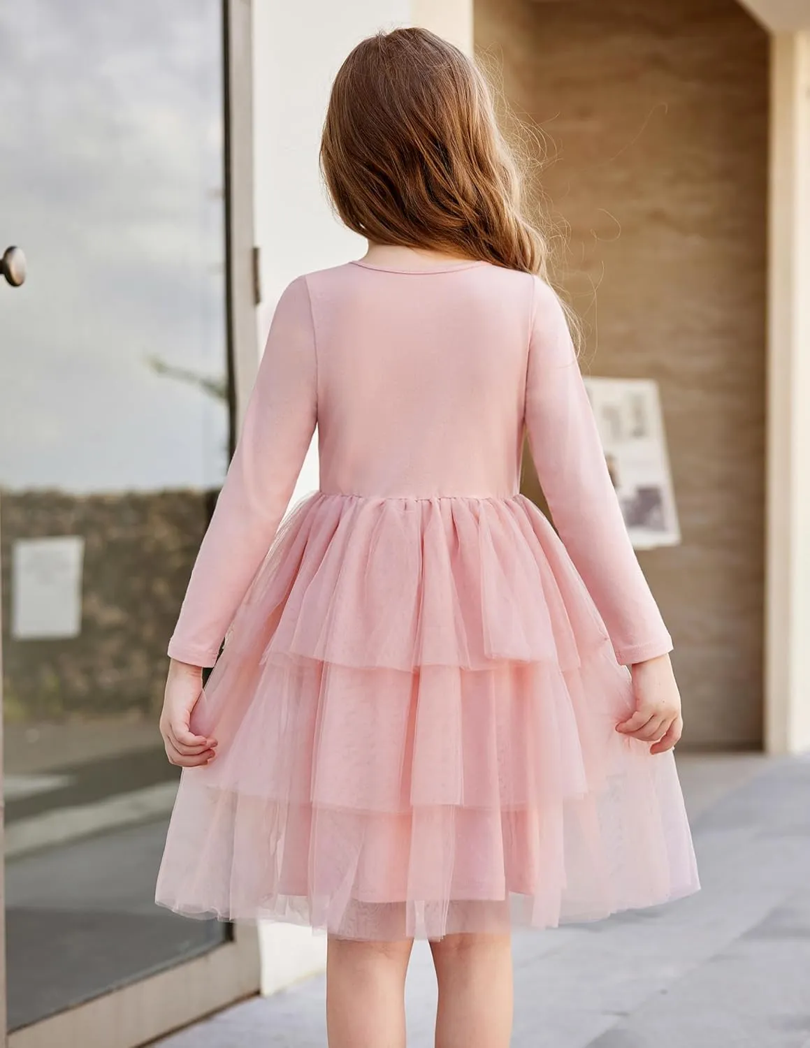 Arshiner Toddler Tutu Dress Girls Long Sleeve Tiered Formal Tulle Dresses
